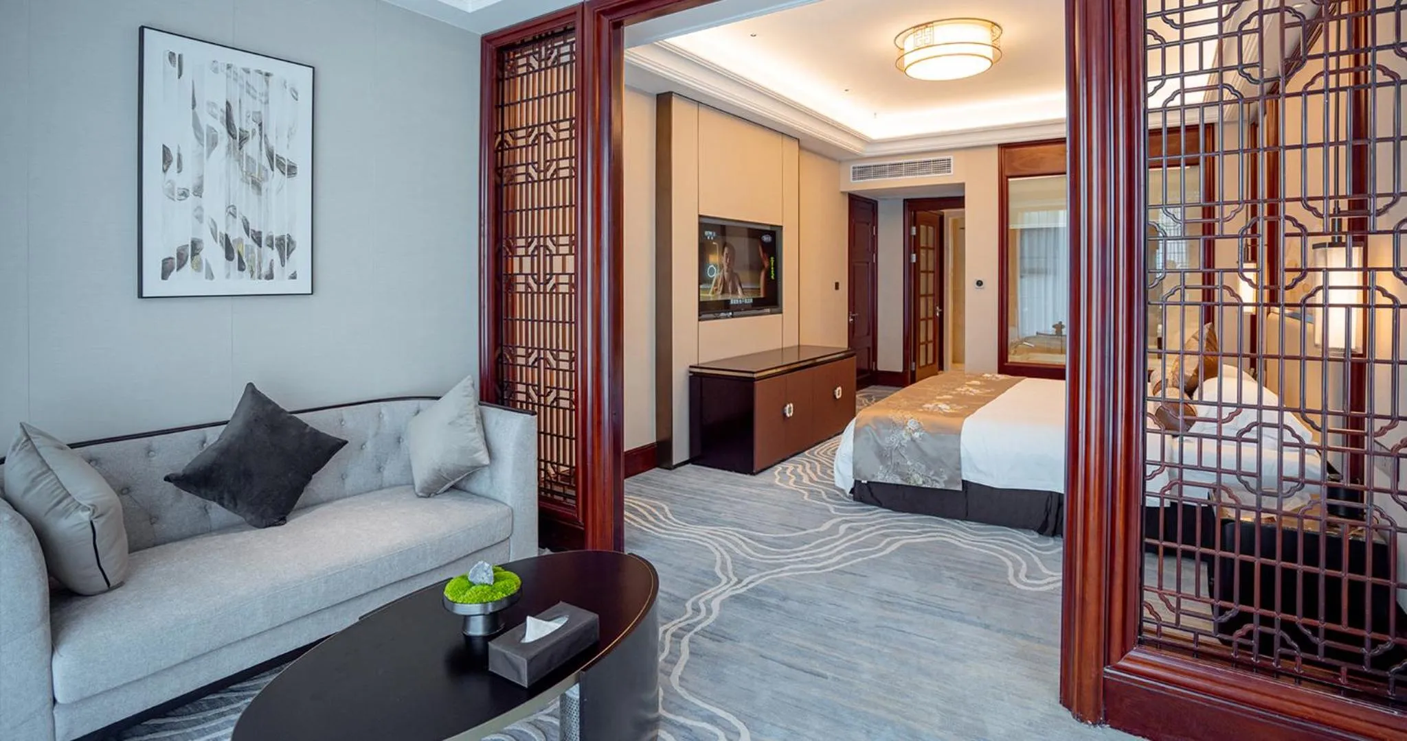 Seating area, Bed in Yancheng Shuicheng Hotel