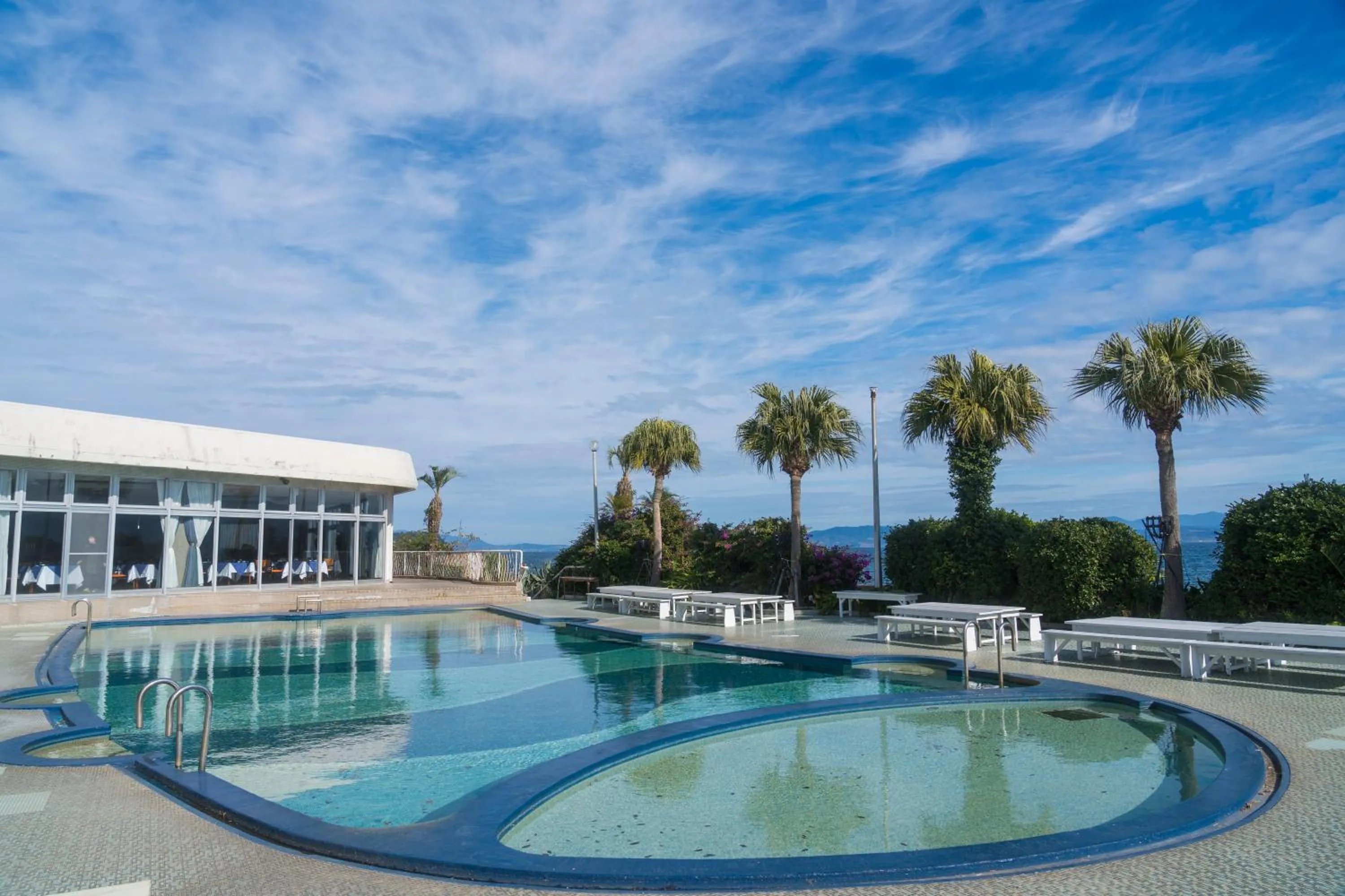 Pool view in Ibusuki Seaside Hotel