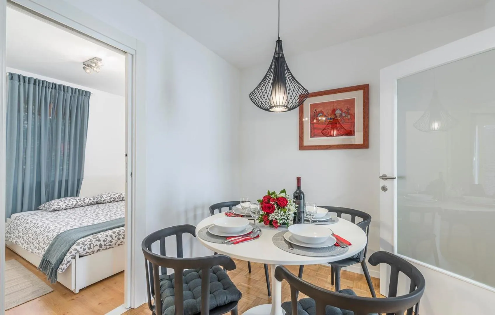 Dining area, Bed in Apartment Biba