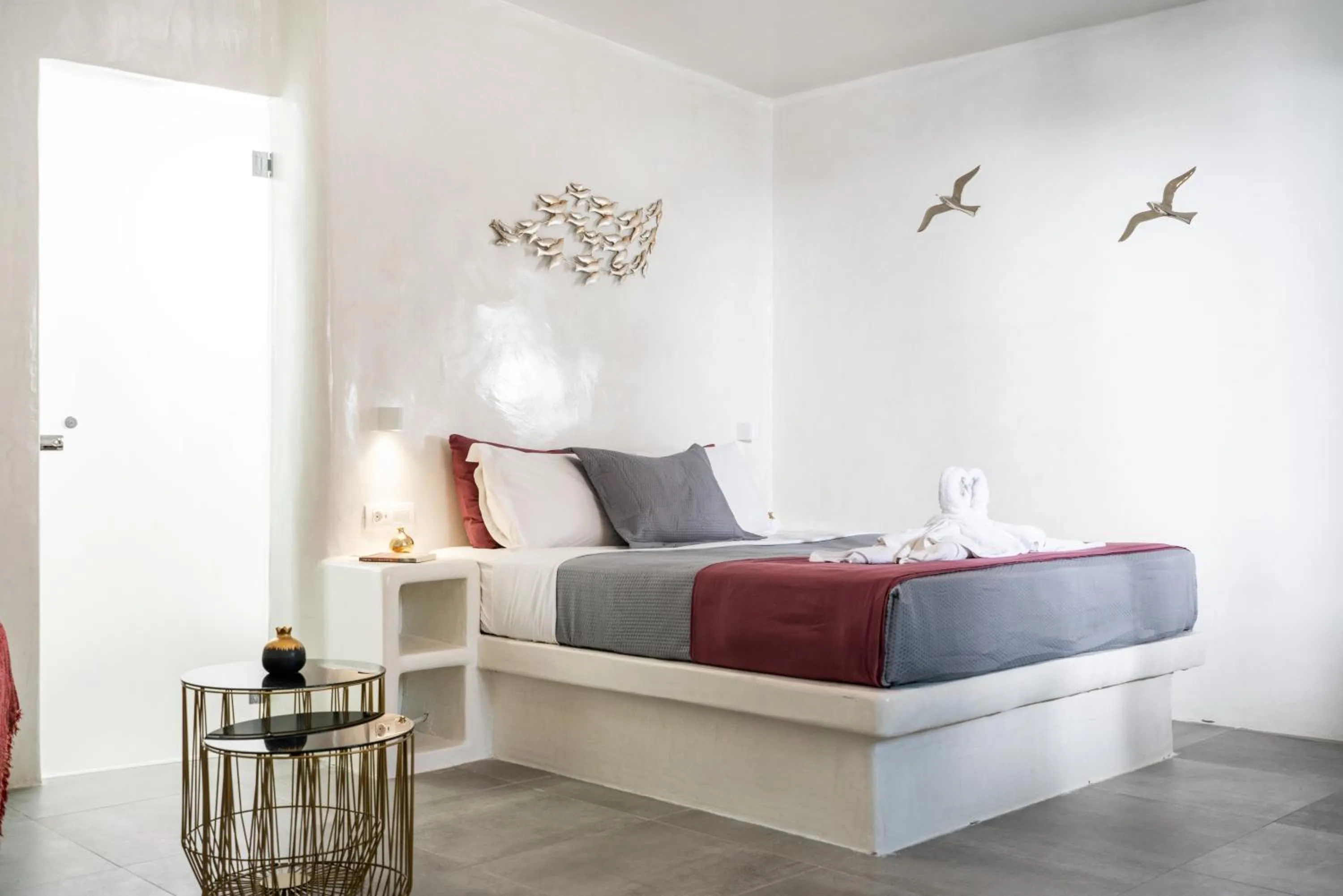 Bedroom, Bed in The Muses of Santorini Private Jacuzzi Suites