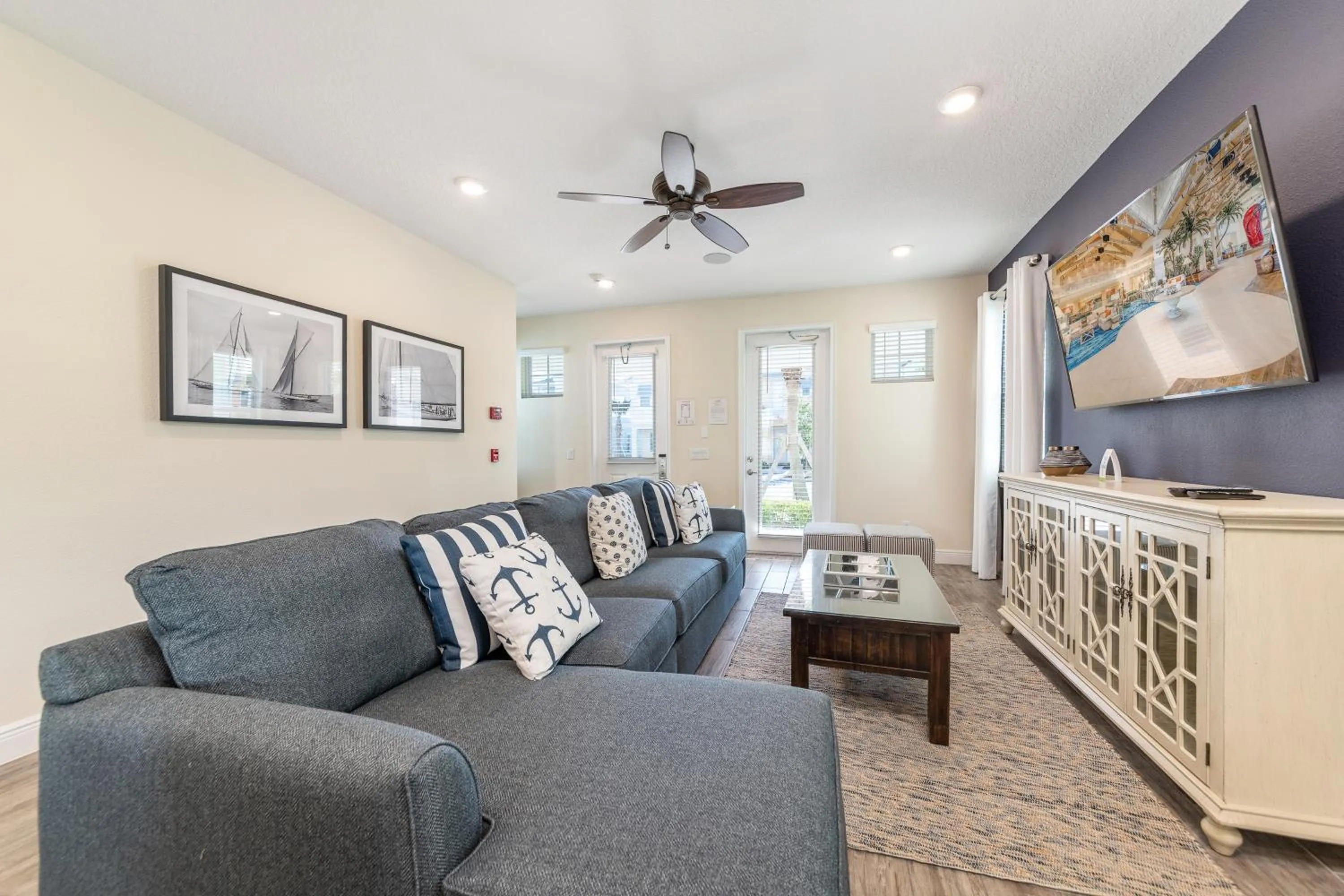 Living room in Margaritaville Cottages Orlando by Rentyl with H2O Waterpark