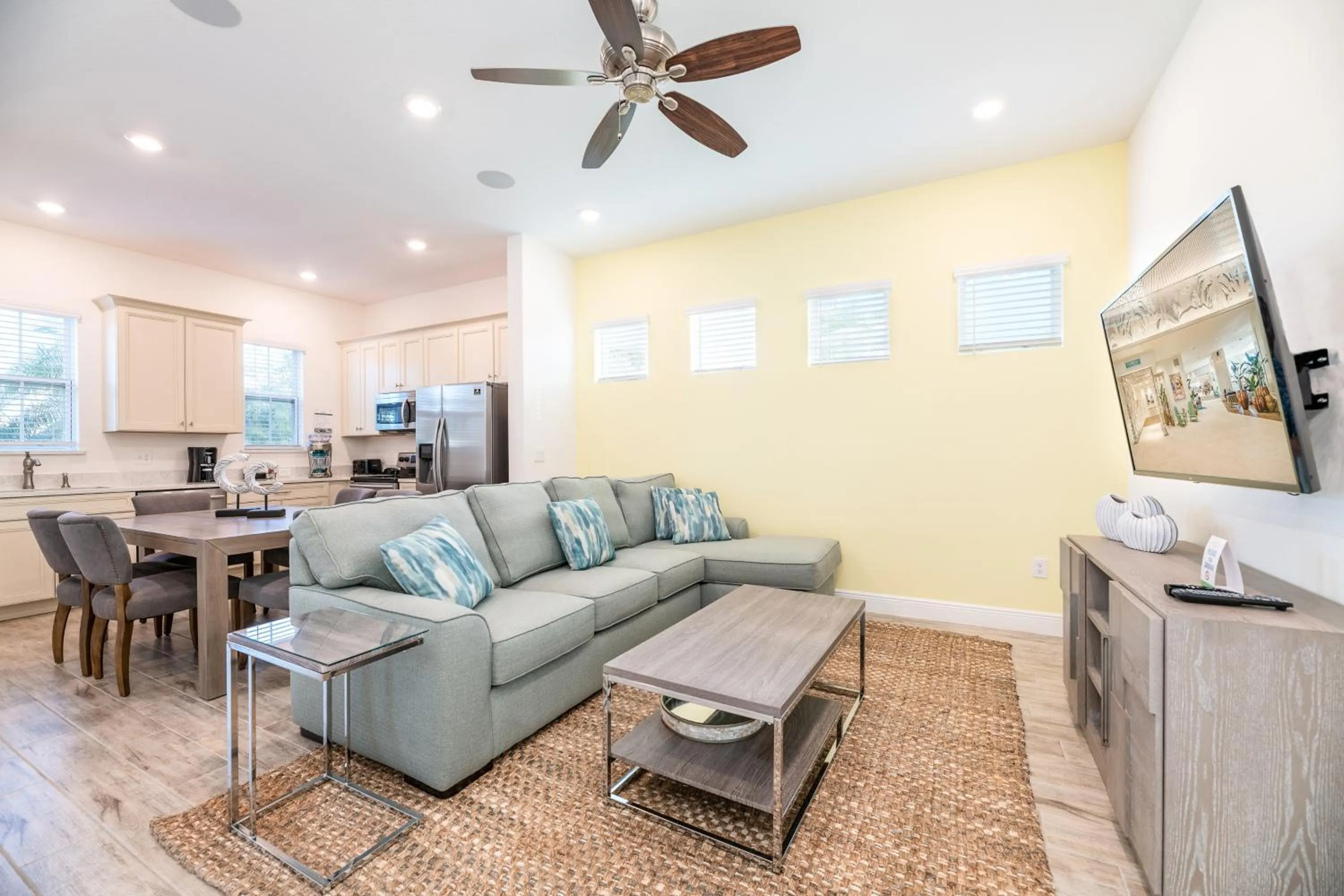 Living room in Margaritaville Cottages Orlando by Rentyl with H2O Waterpark