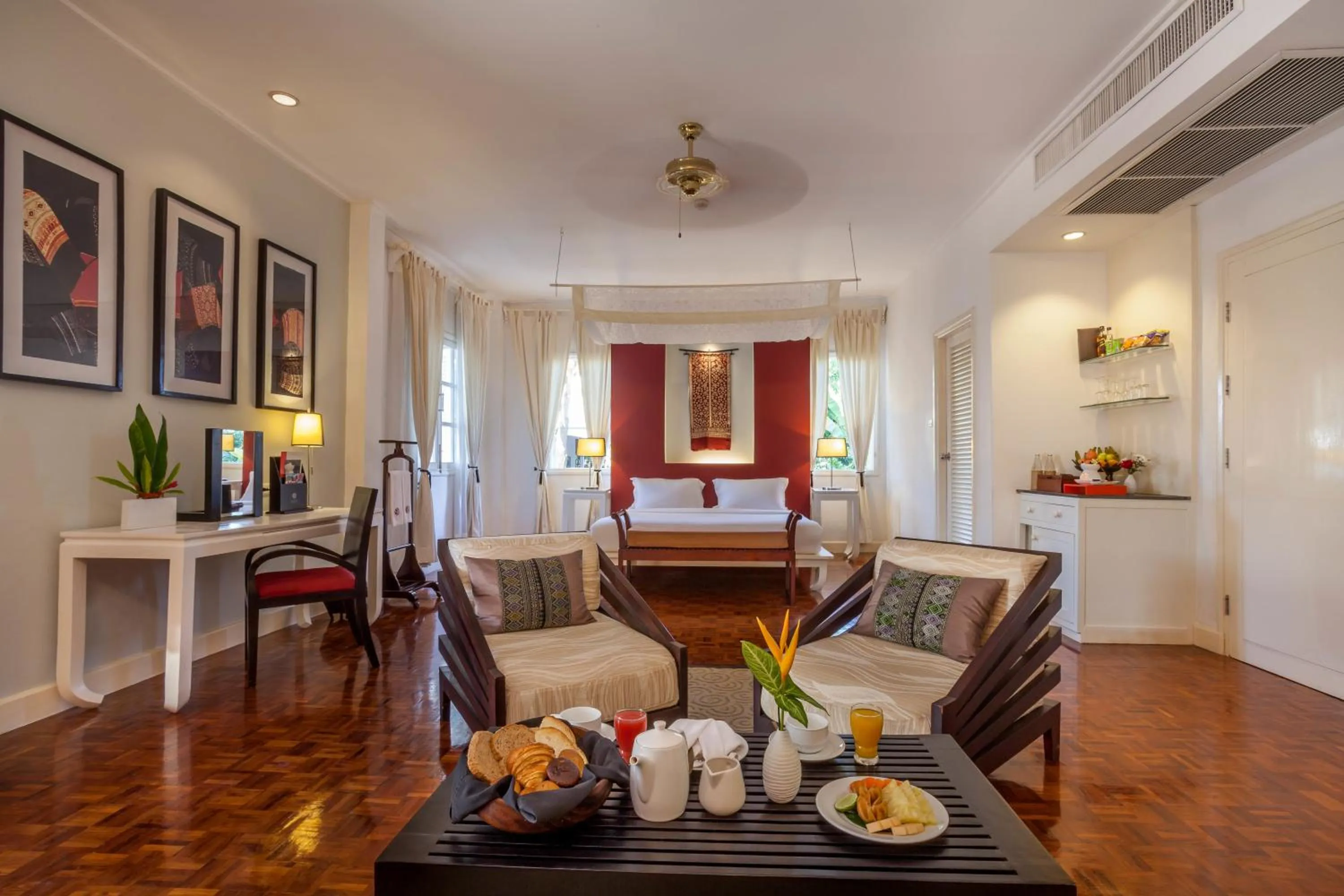 Bed in Homm Souvannaphoum Luang Prabang, part of Banyan Group