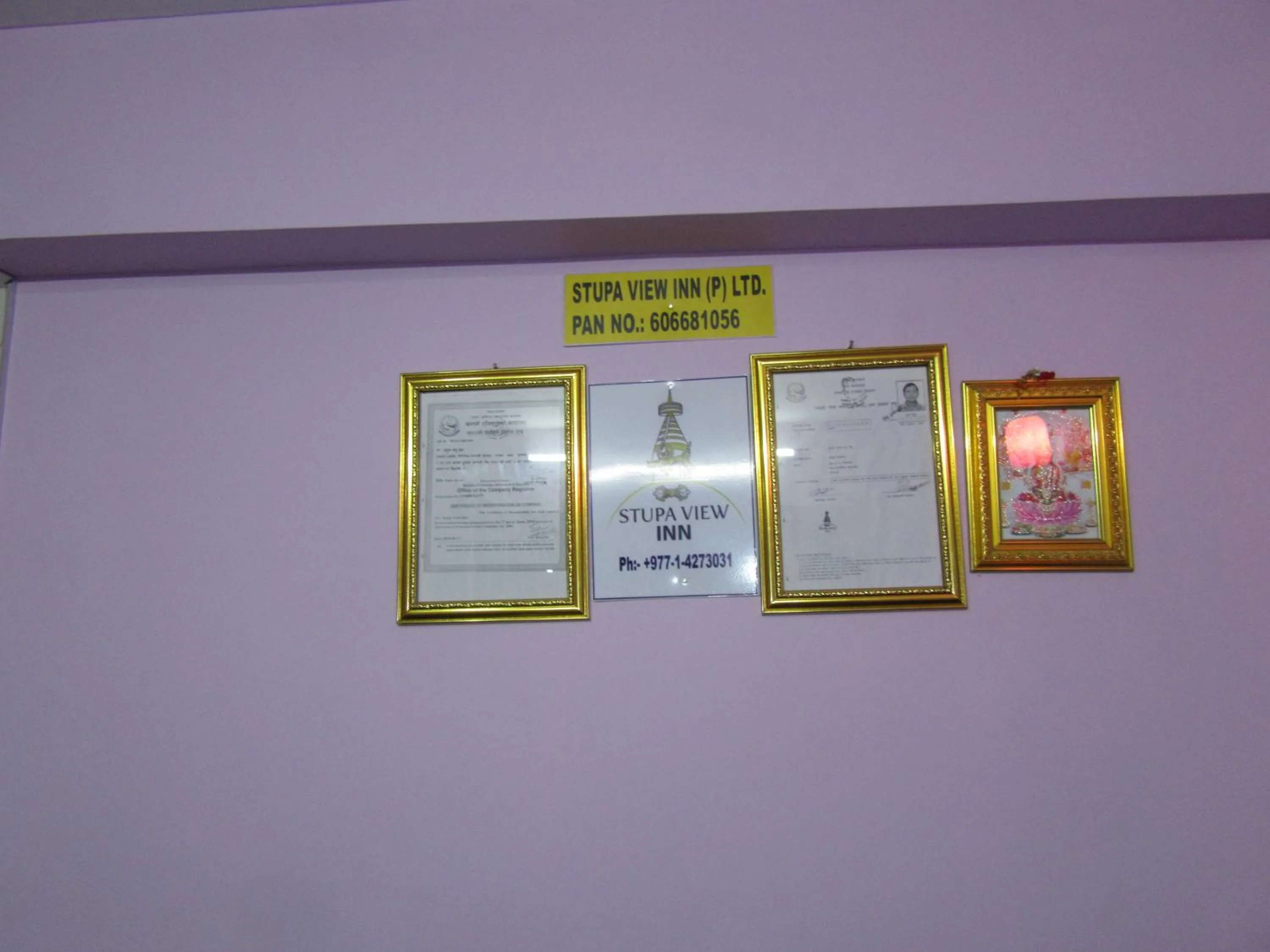 Logo/Certificate/Sign in STUPA VIEW INN