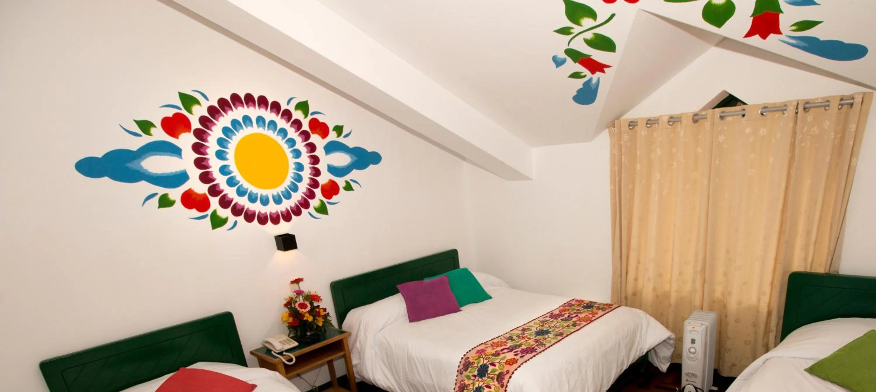 Landmark view, Bed in Cusco Plaza Nazarenas