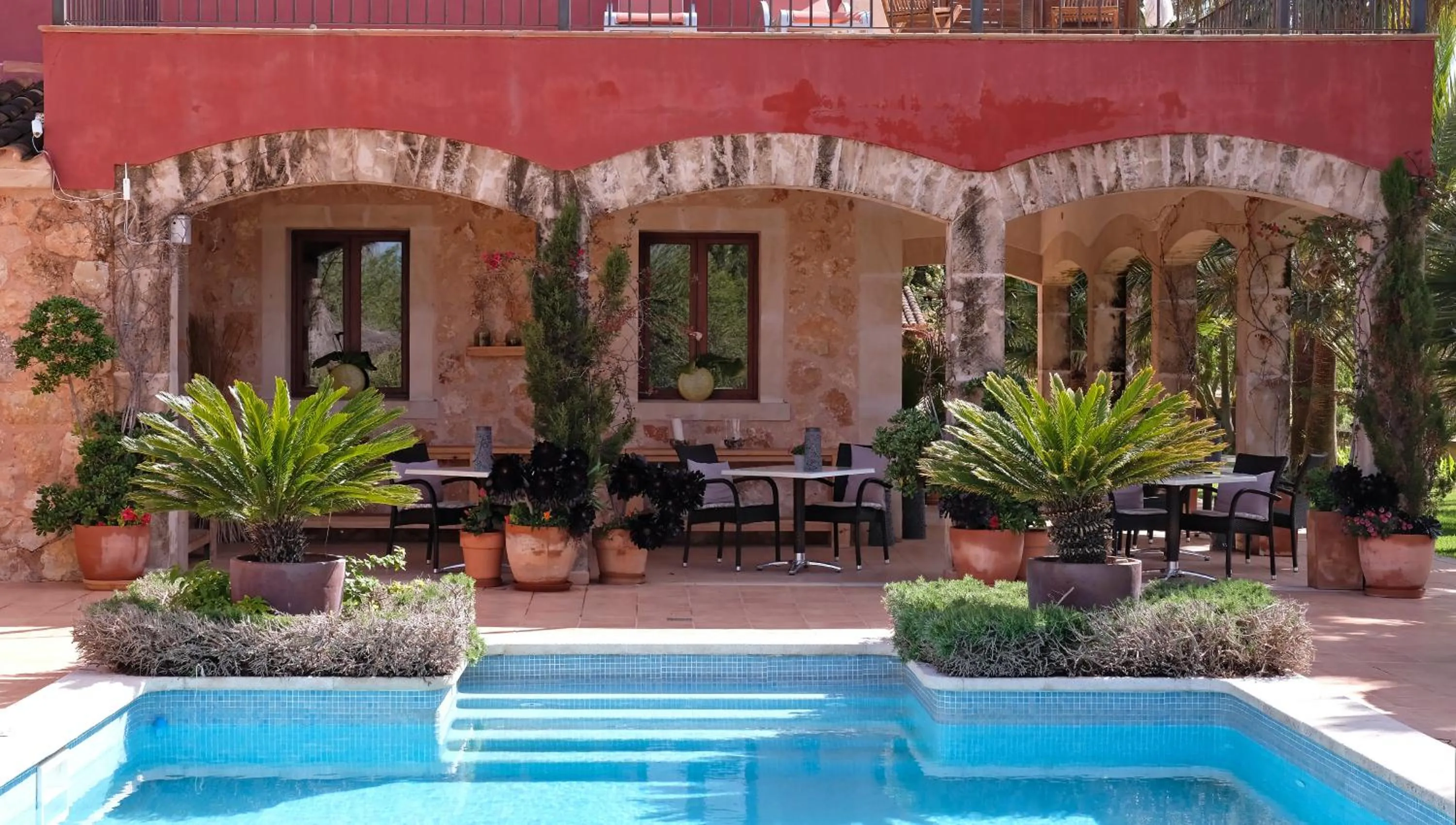 Balcony/Terrace, Swimming Pool in Villa Sampoli - Agroturismo Son Sampoli - Adults only