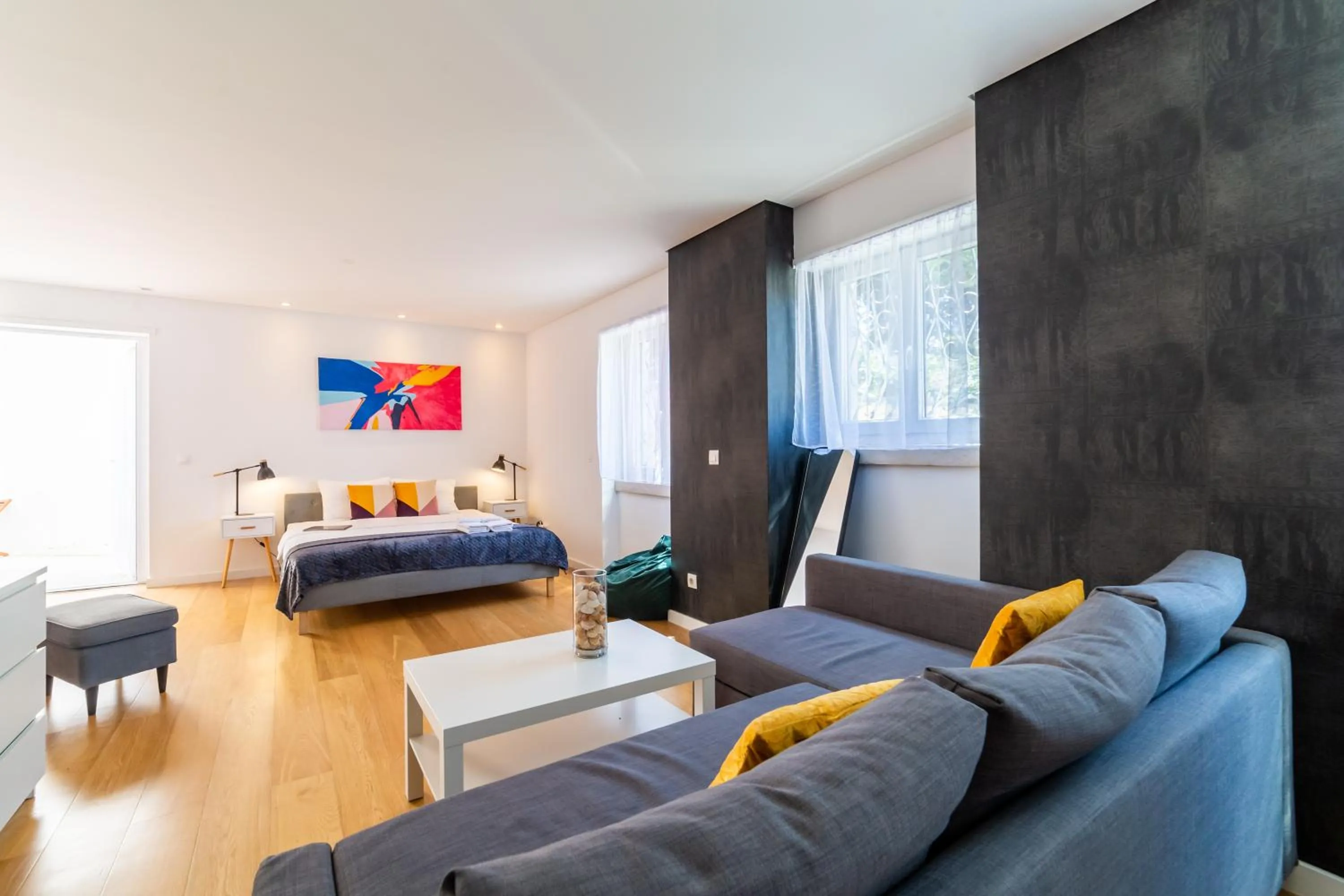 Photo of the whole room, Bed in Industrial Lisbon Apartment
