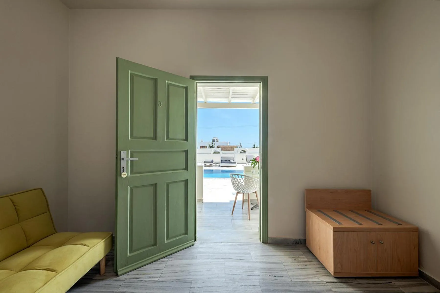 Pool view in Ambeli Apartments