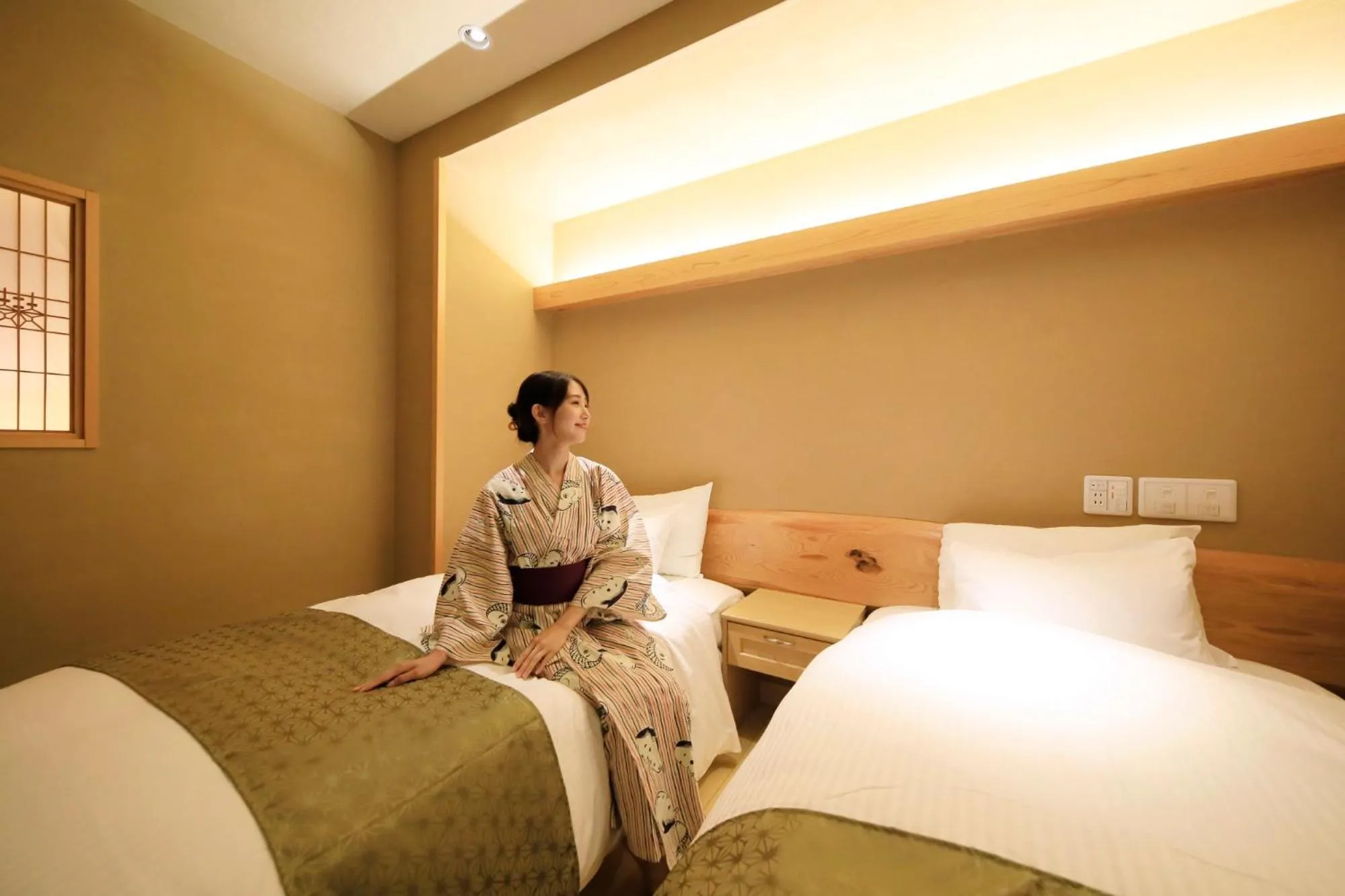 Bed in Ryokan Biyunoyado