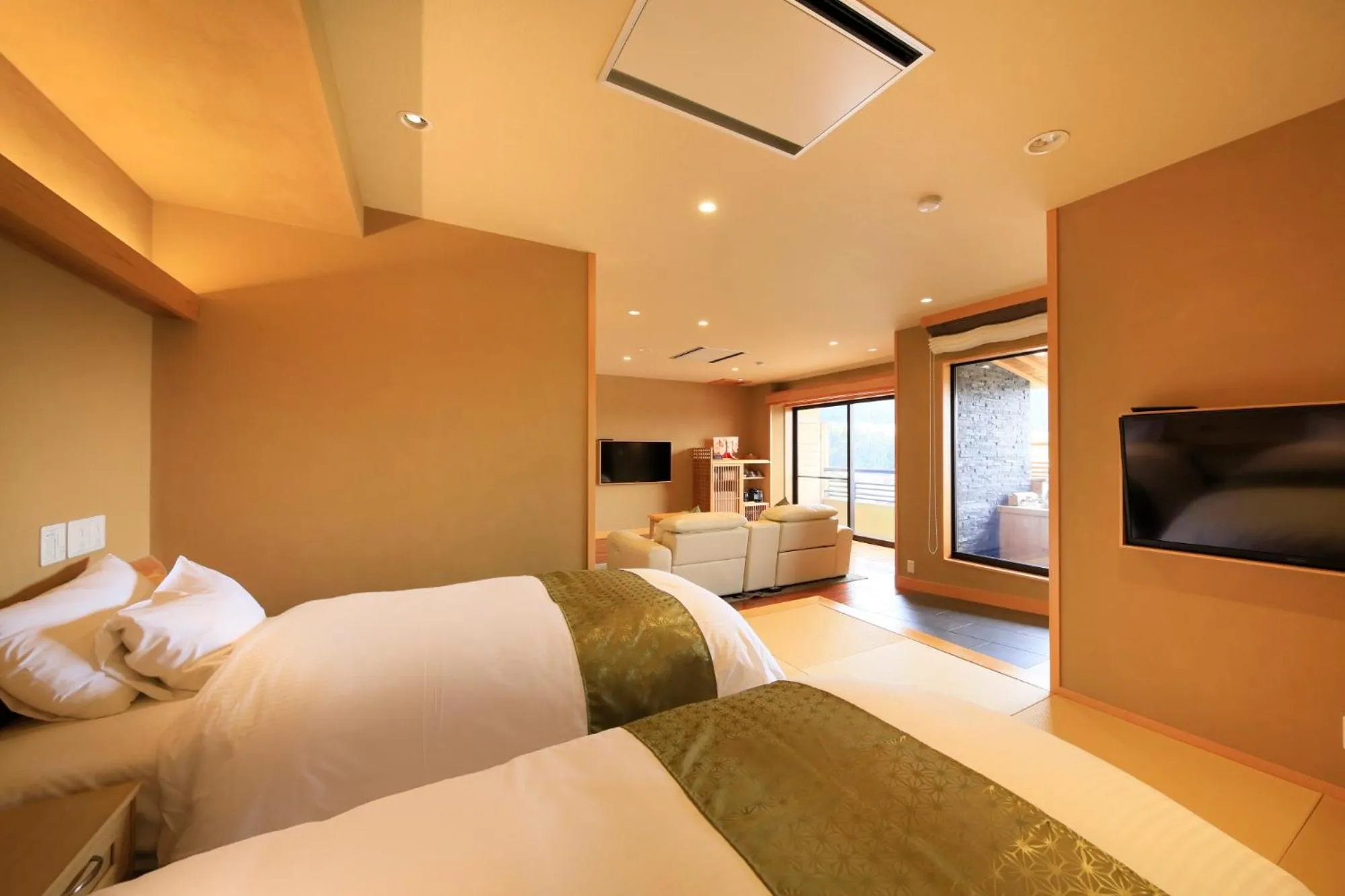 Bed in Ryokan Biyunoyado