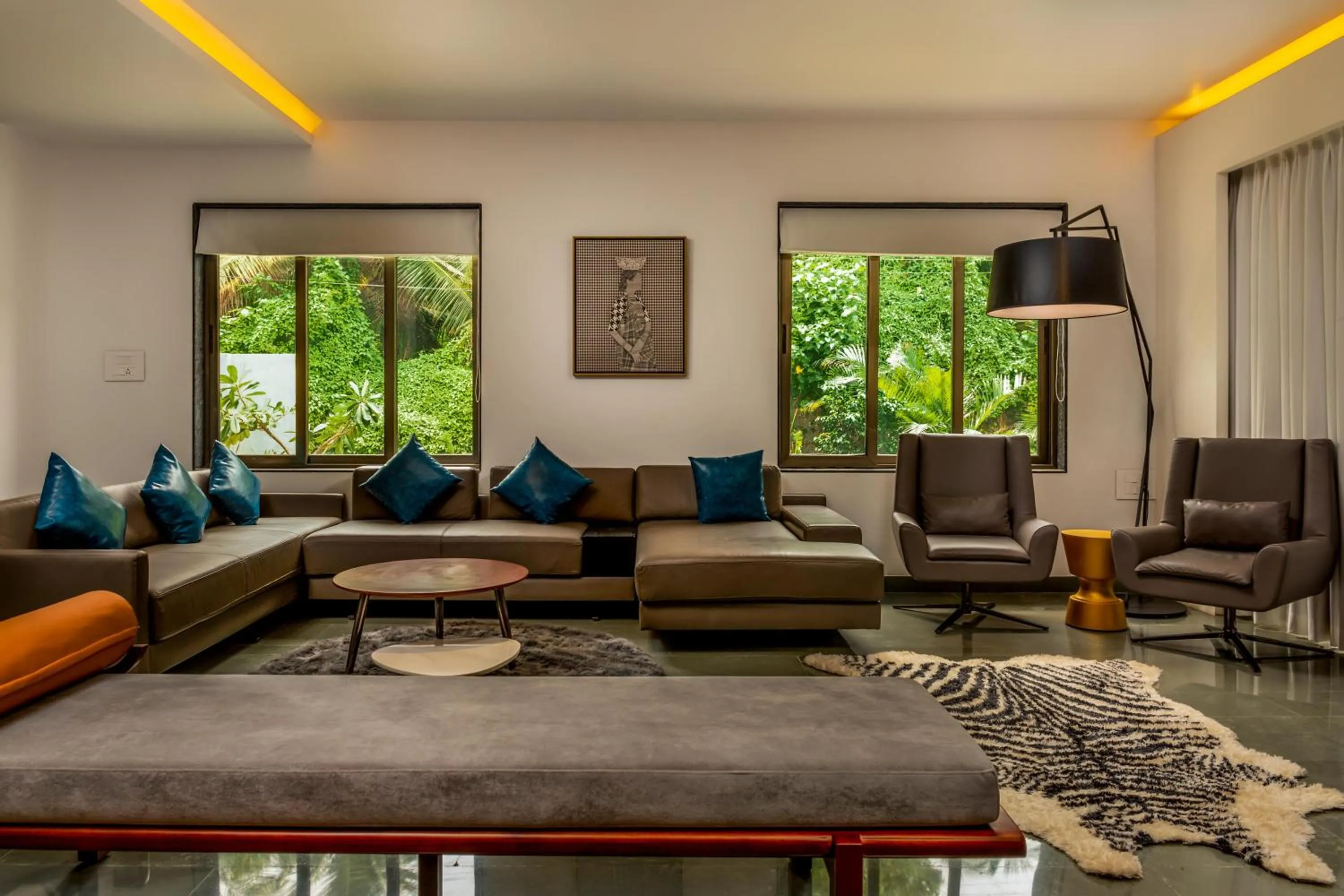 Living room in Ashore by Vista, Beachfrom 6BHK, ultra luxurious with Infinity pool, SPA at Morjim