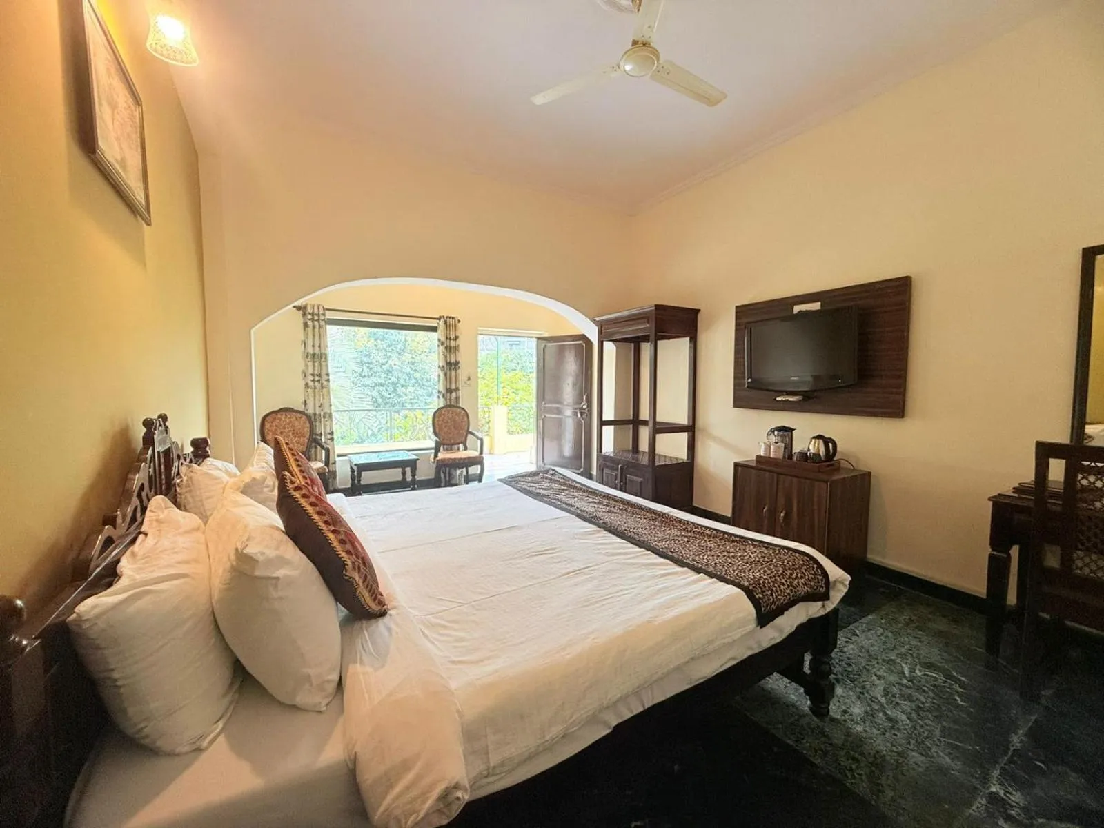 Bed in Raj Palace Resort