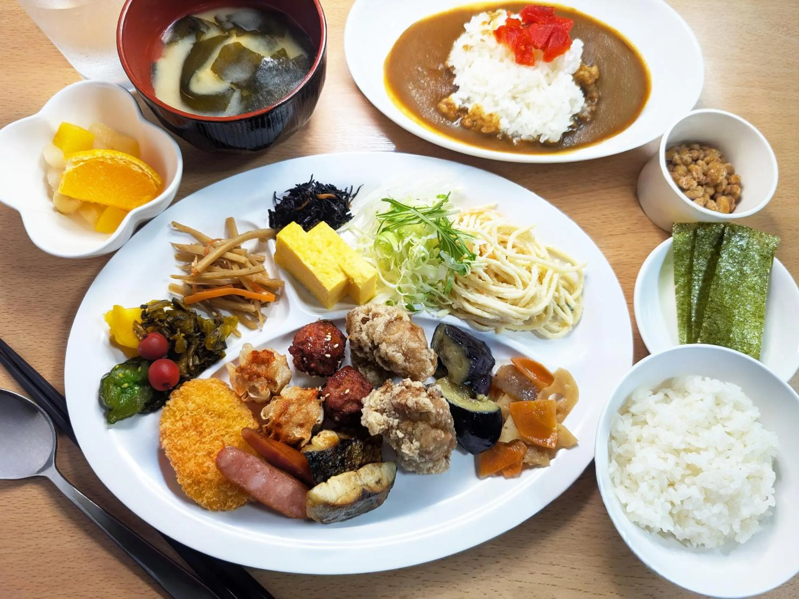 Breakfast in Green Rich Hotel Aso Kumamoto Airport (Artificial hot spring Futamata Yunohana)