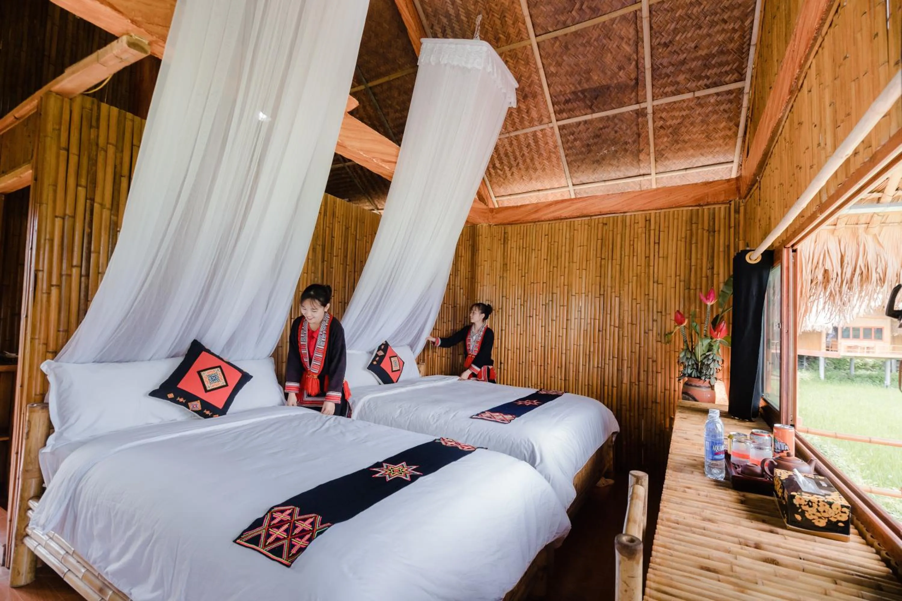 Bed in Hoang Su Phi Lodge