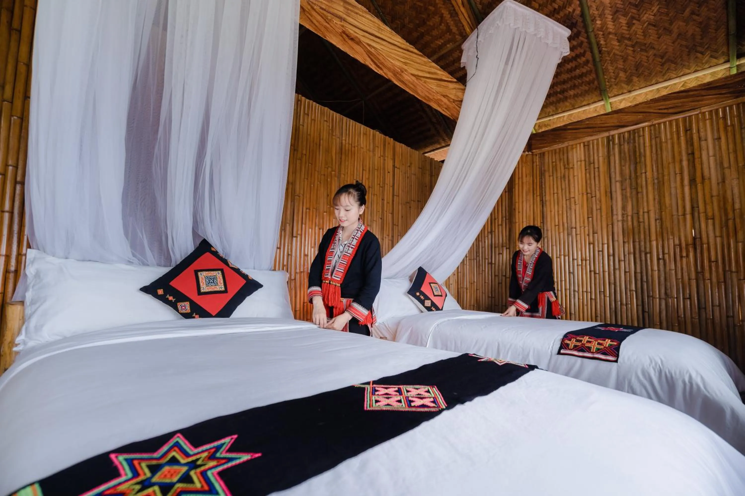 Bed in Hoang Su Phi Lodge