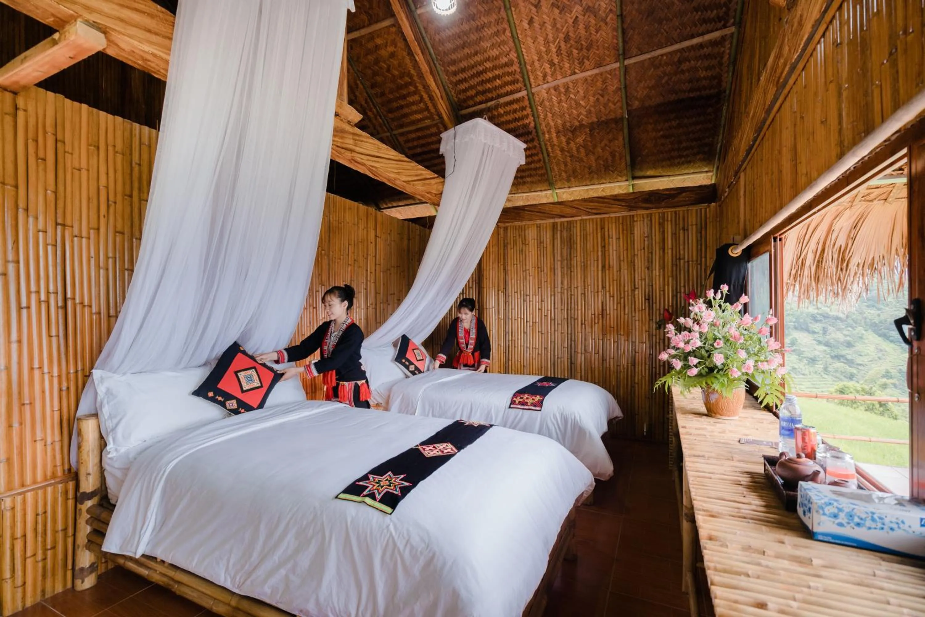Bed in Hoang Su Phi Lodge