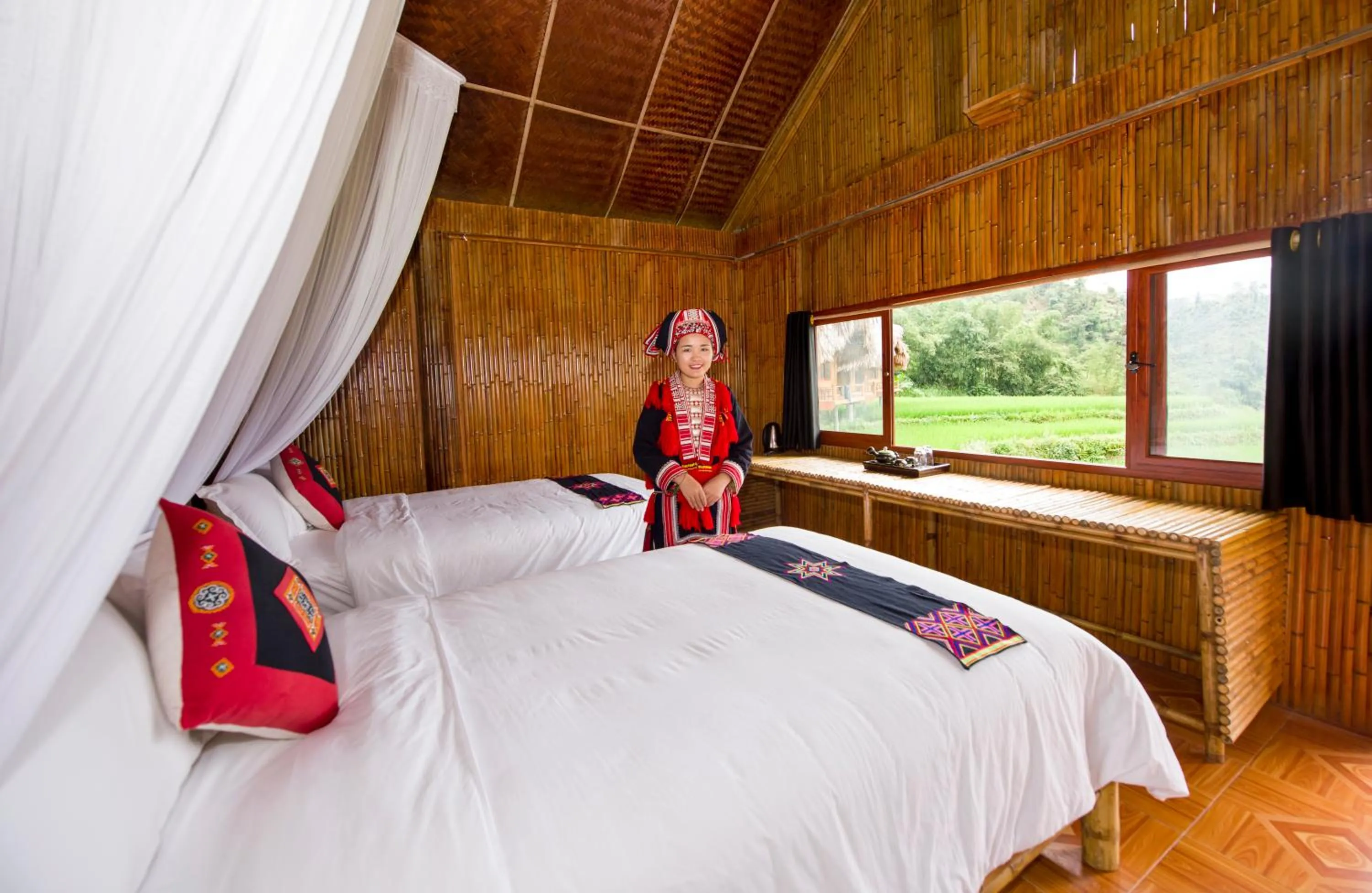 Bed in Hoang Su Phi Lodge