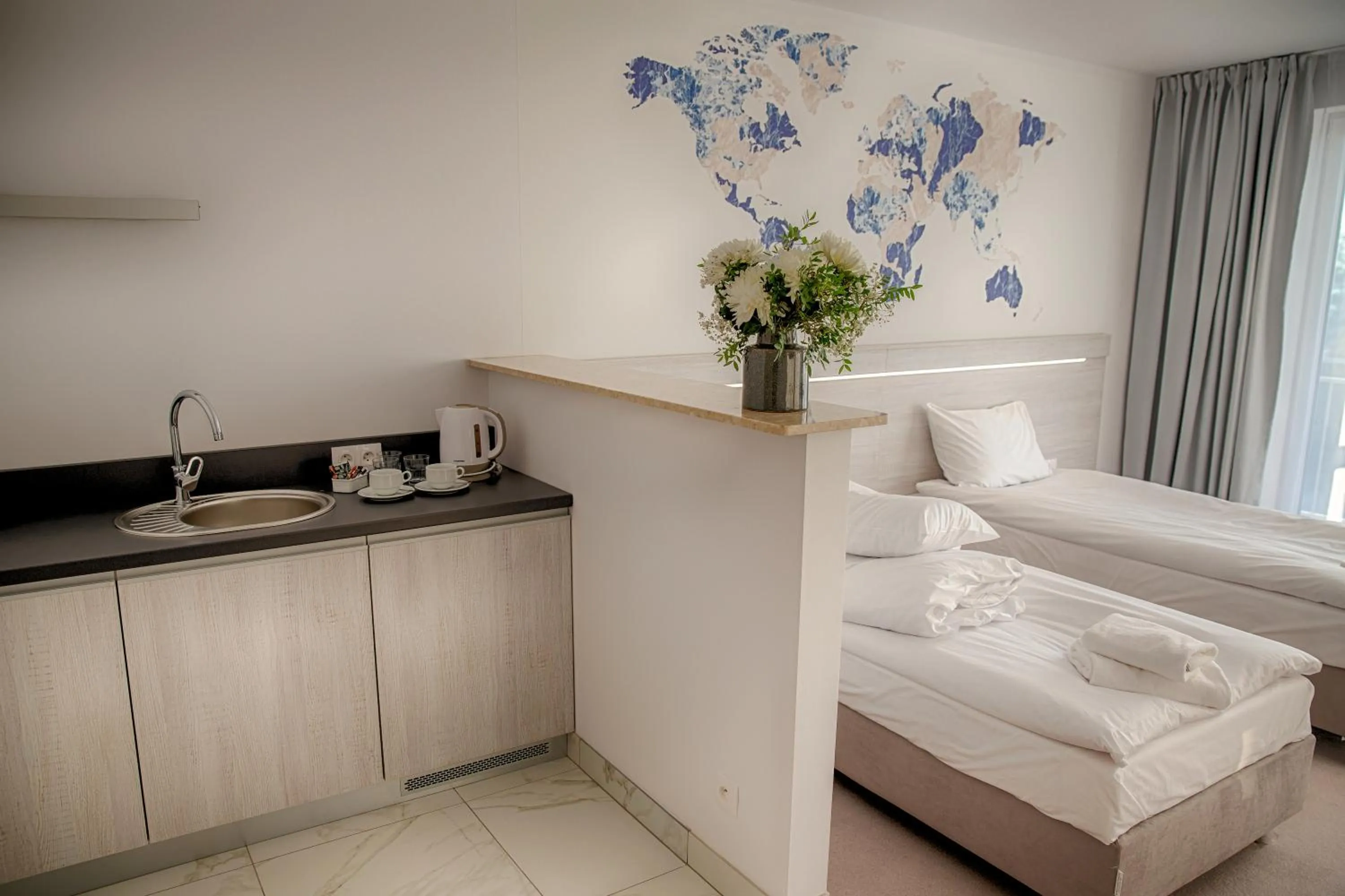 Coffee/tea facilities, Bed in Mielno Holiday Apartments