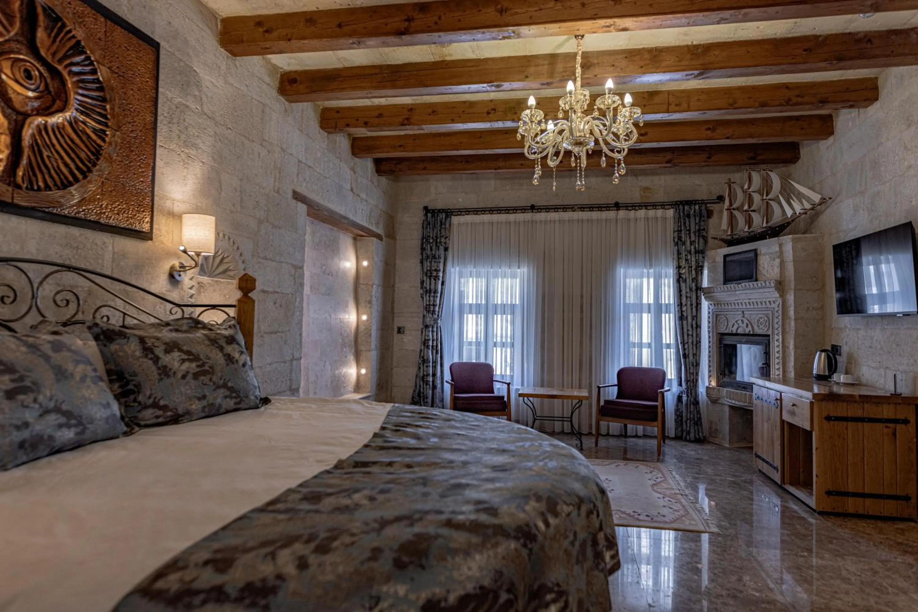 Bed in Göreme Cave Suites