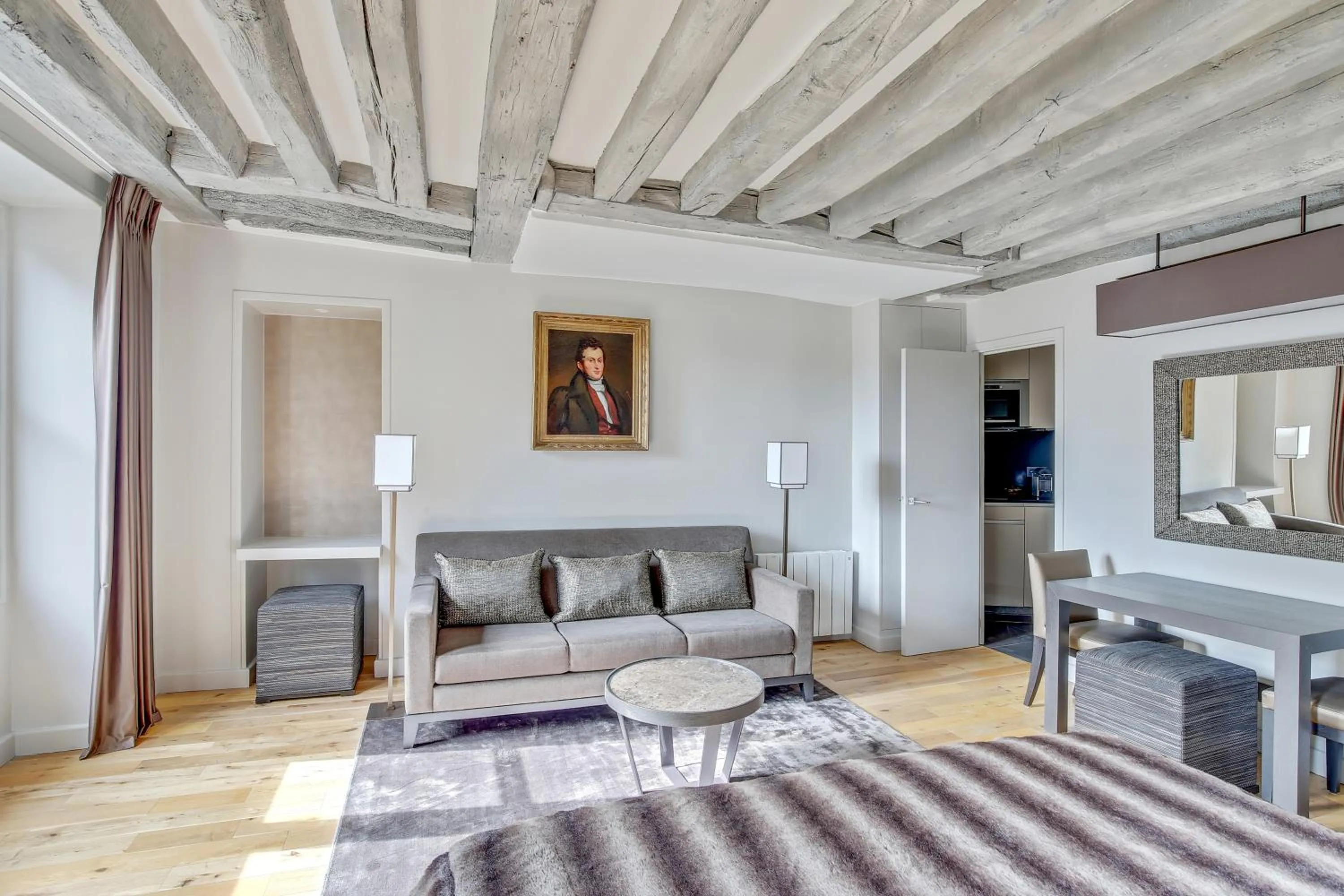 Decorative detail, Bed in Luxury Apartment Paris Louvre