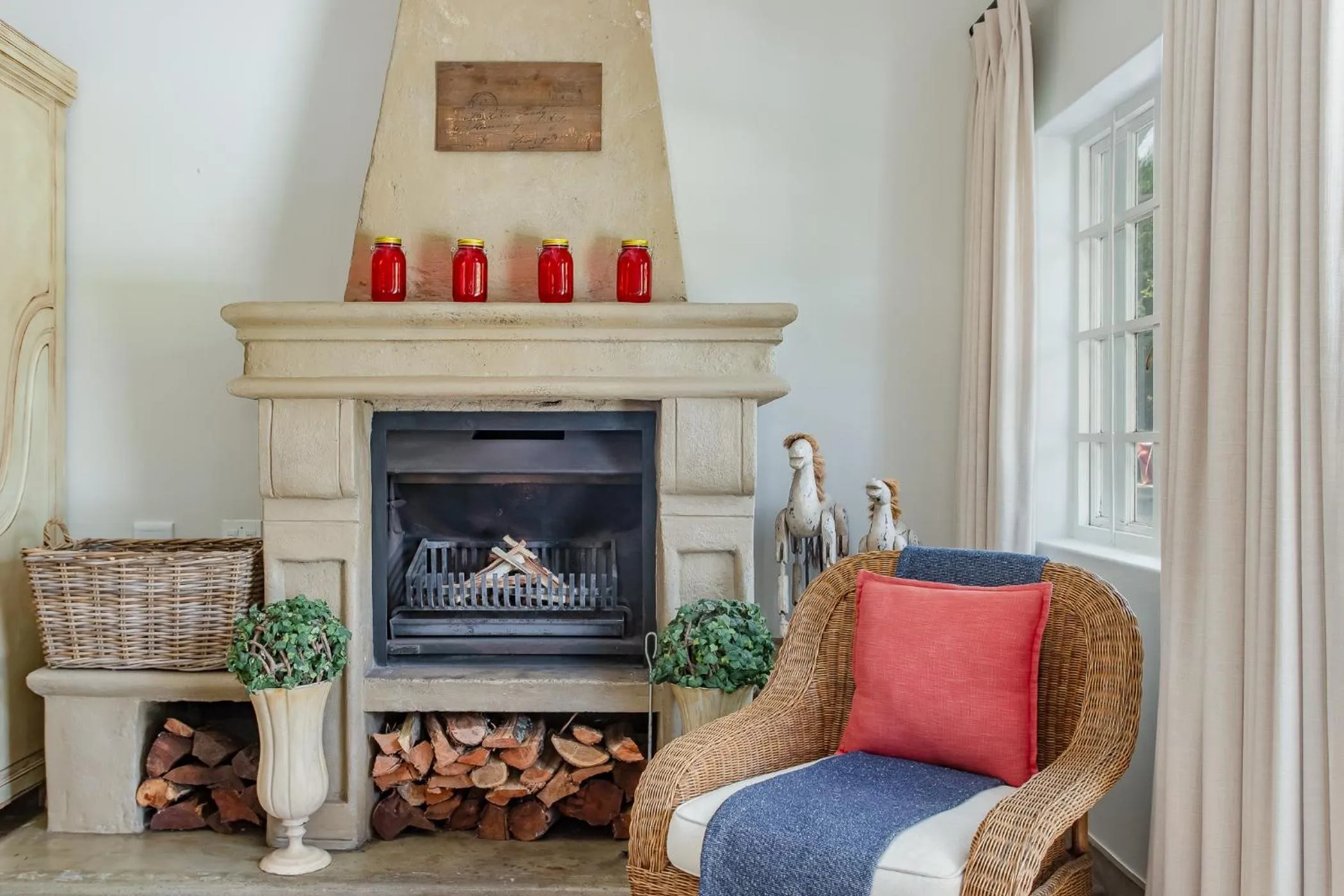 fireplace in Franschhoek Rose Cottages