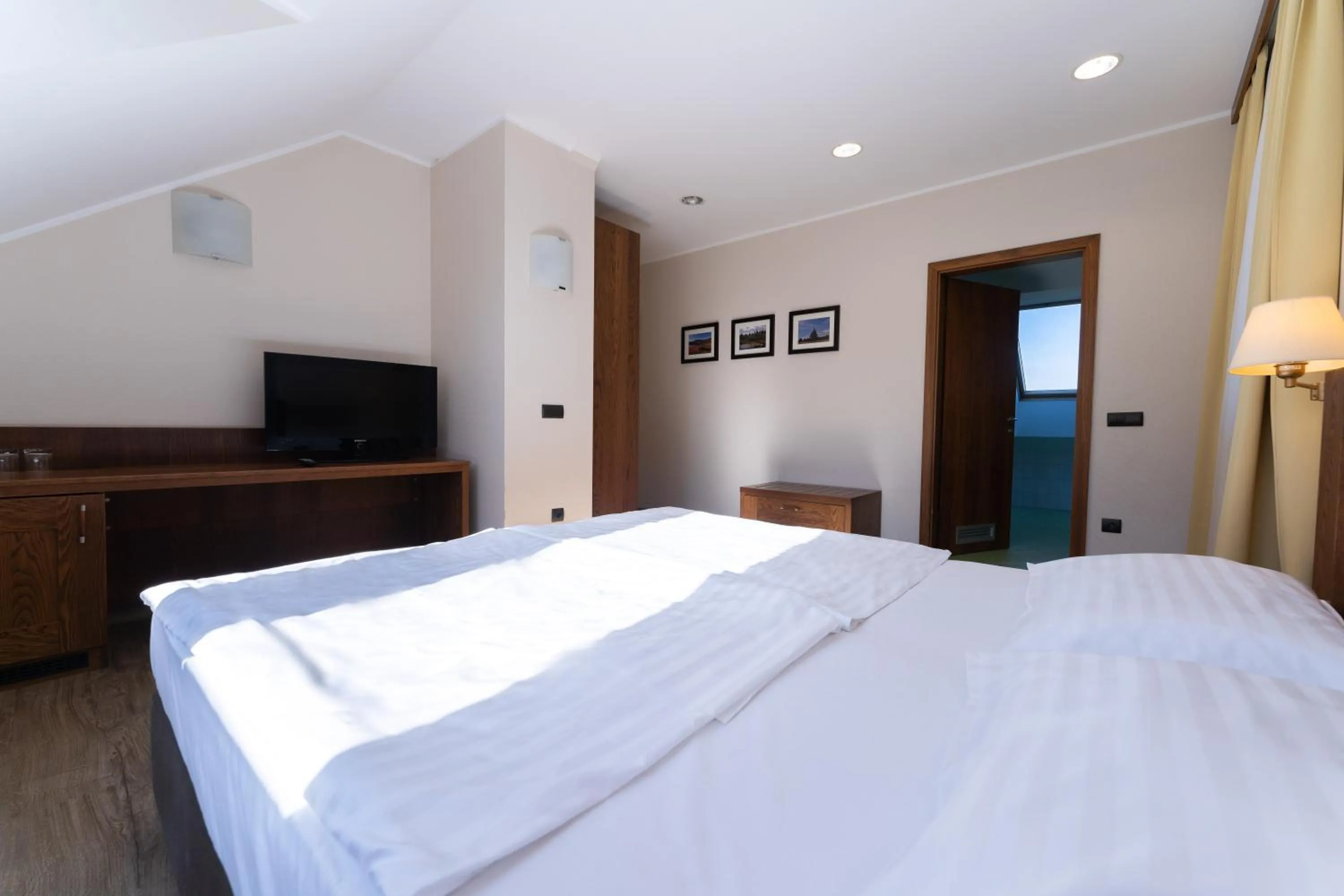 Communal lounge/ TV room, Bed in Hotel Arena Maribor