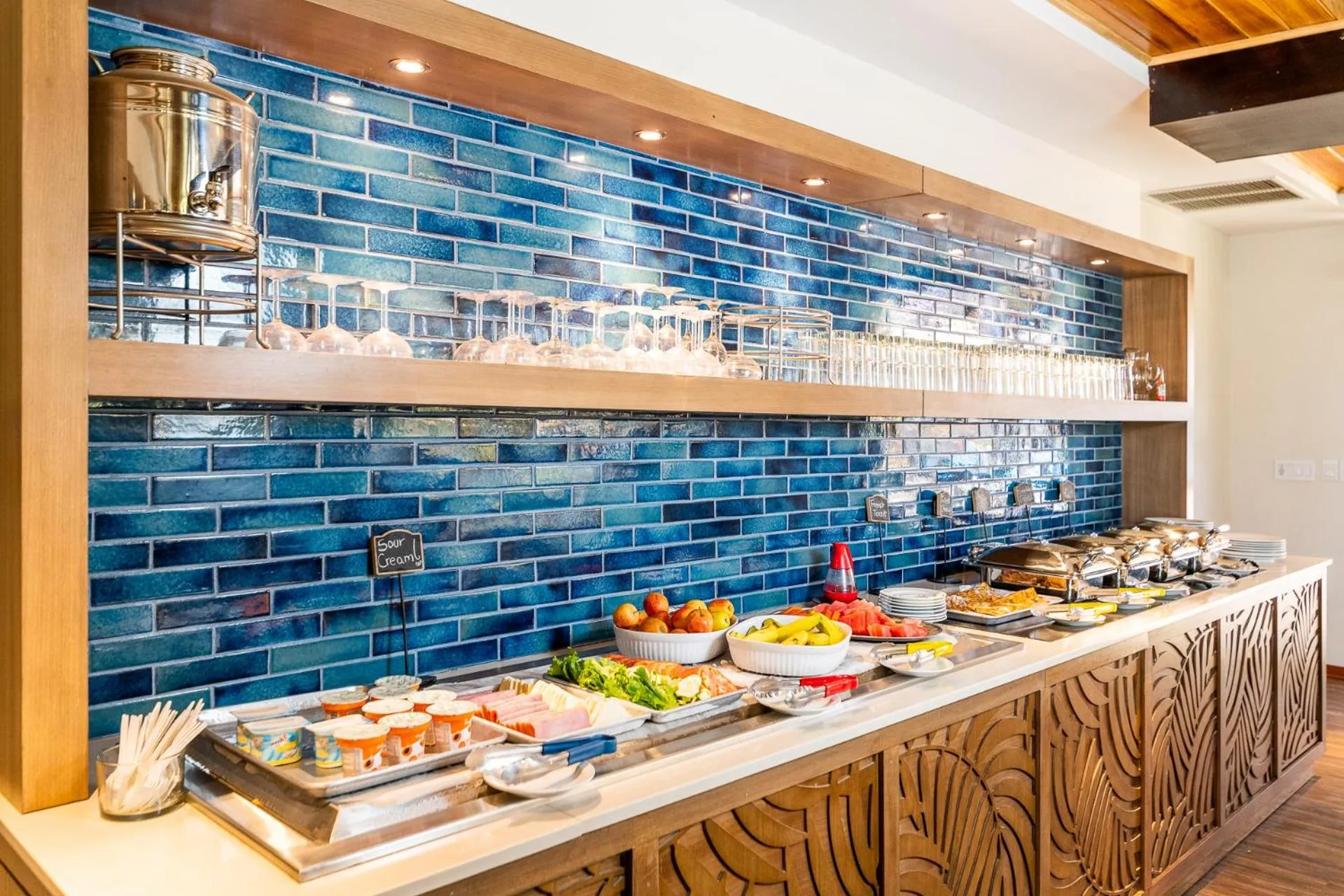 Buffet breakfast in Margaritaville Beach Resort Playa Flamingo