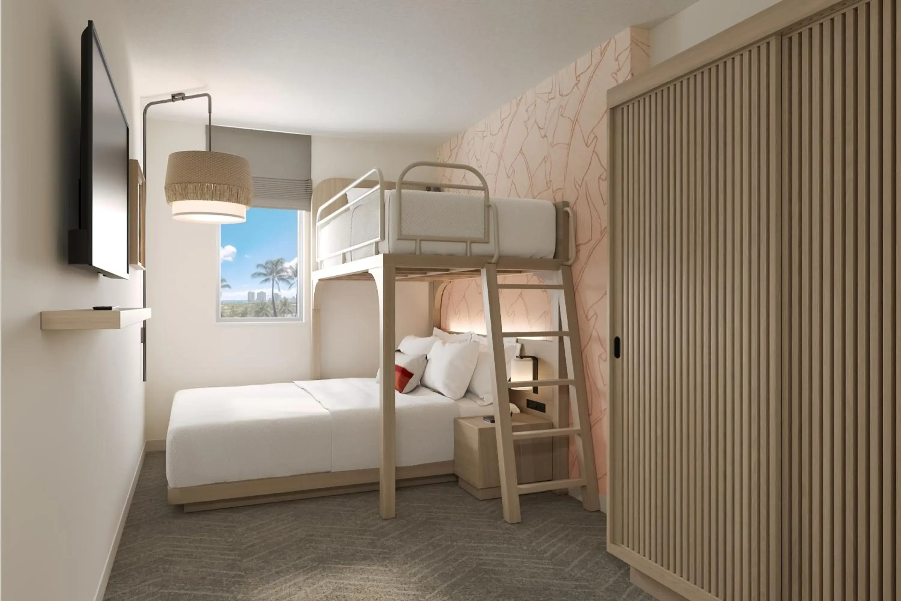 Neighborhood View with Bunk Beds in Romer Waikiki at The Ambassador Neighborhood View with Bunk Beds in Romer Waikiki at The Ambassador