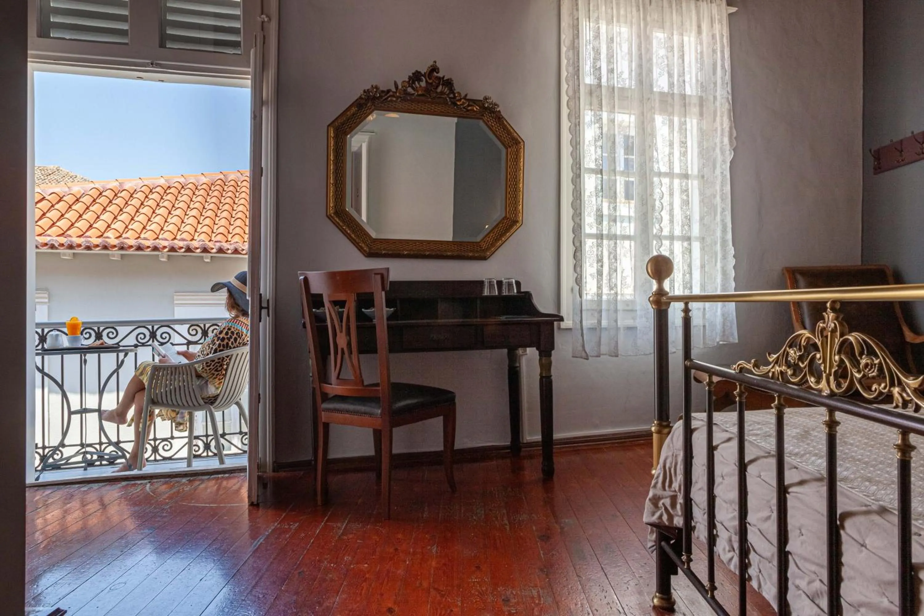 Balcony/Terrace, Bed in Althaia Pension