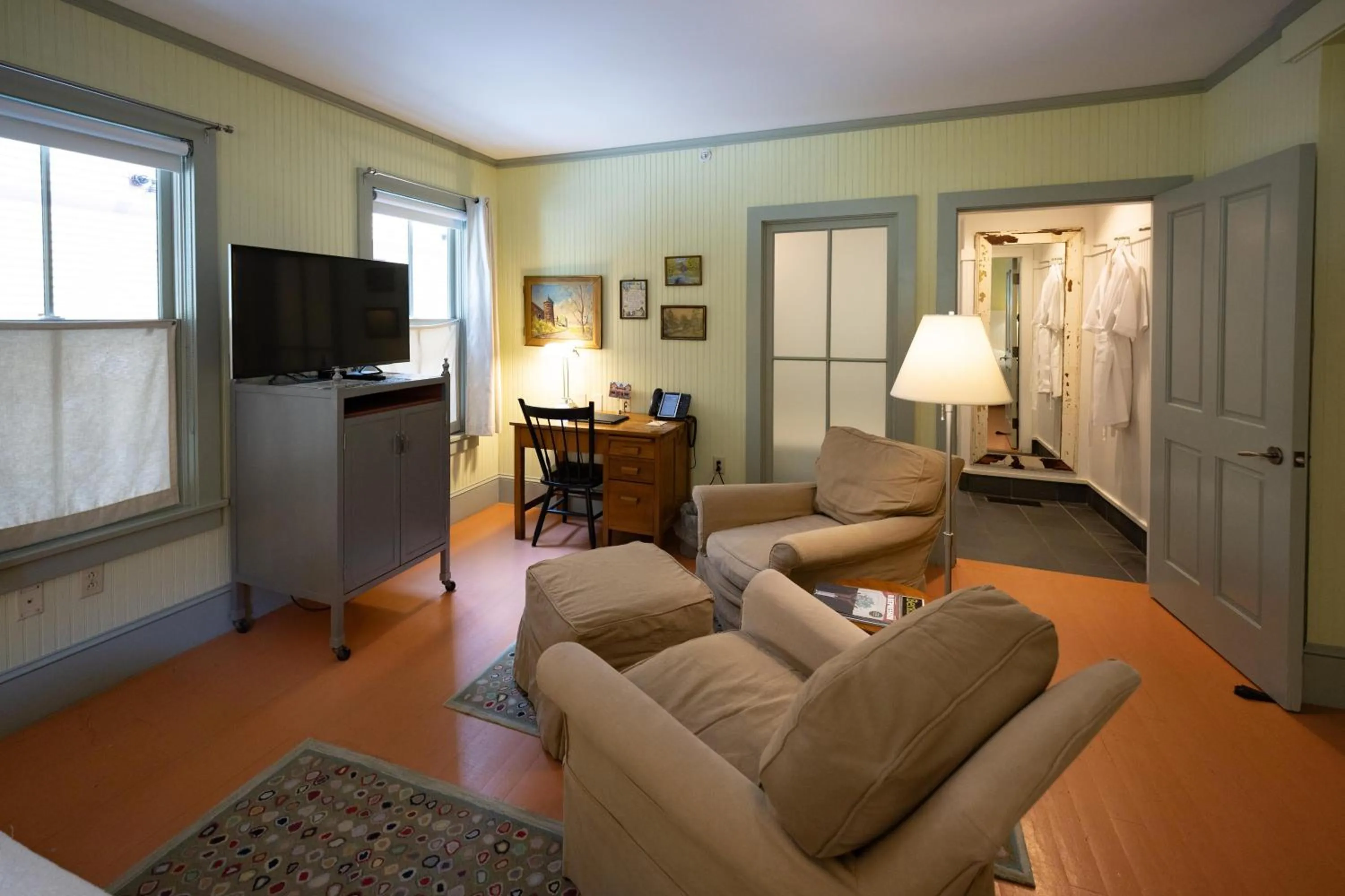 Seating area in The Porches Inn at Mass MoCA