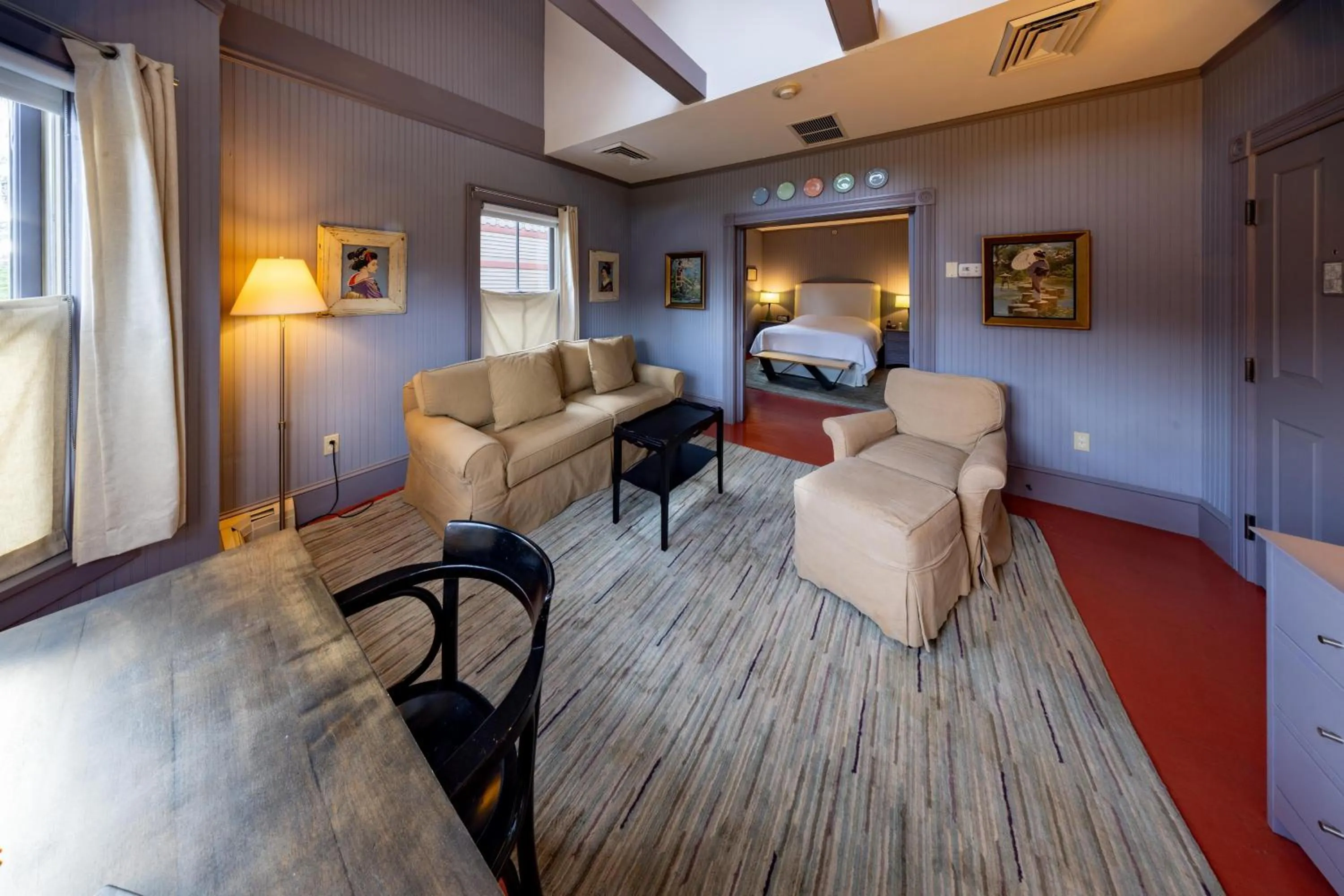Seating area in The Porches Inn at Mass MoCA