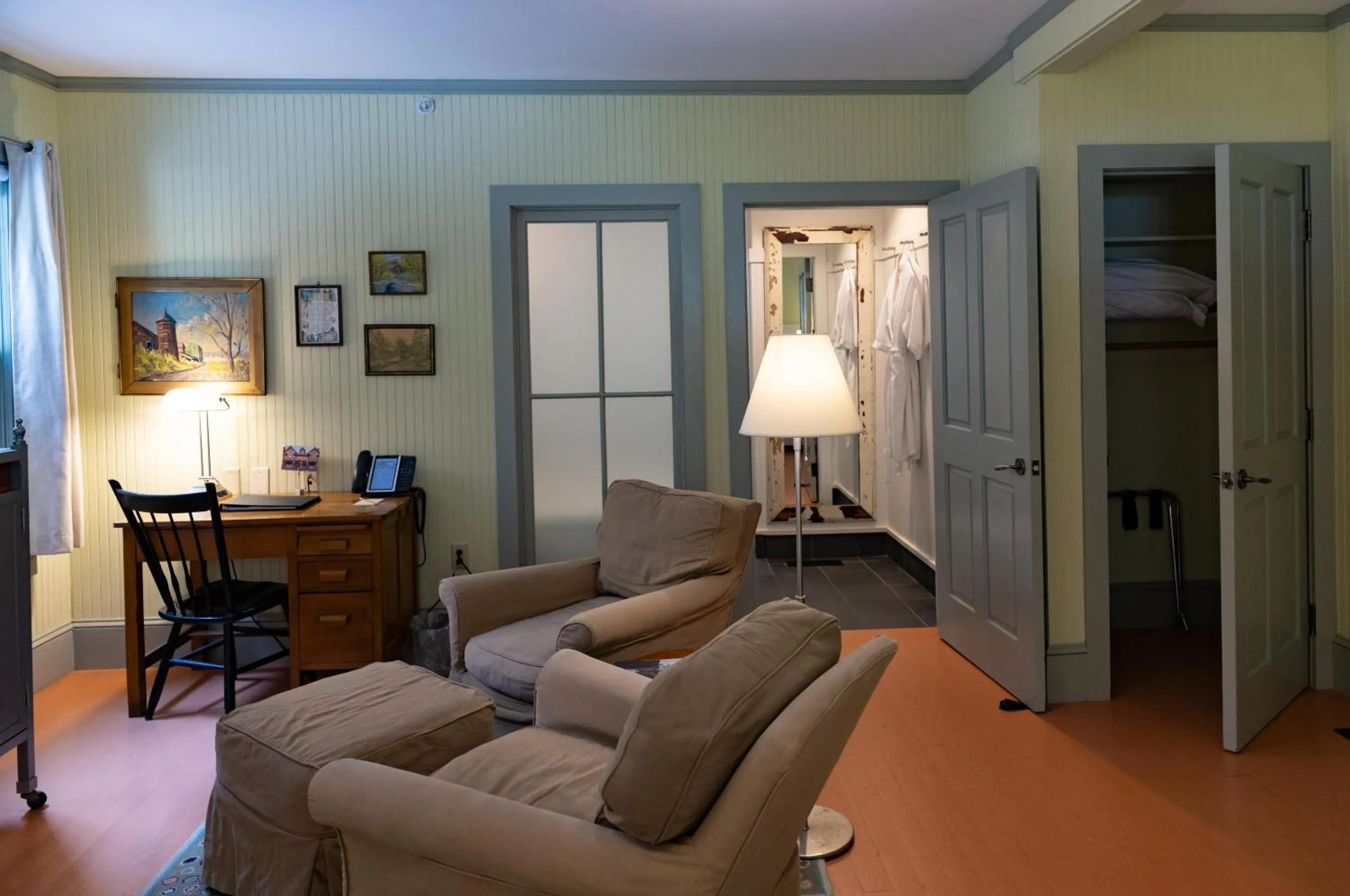 Seating area in The Porches Inn at Mass MoCA