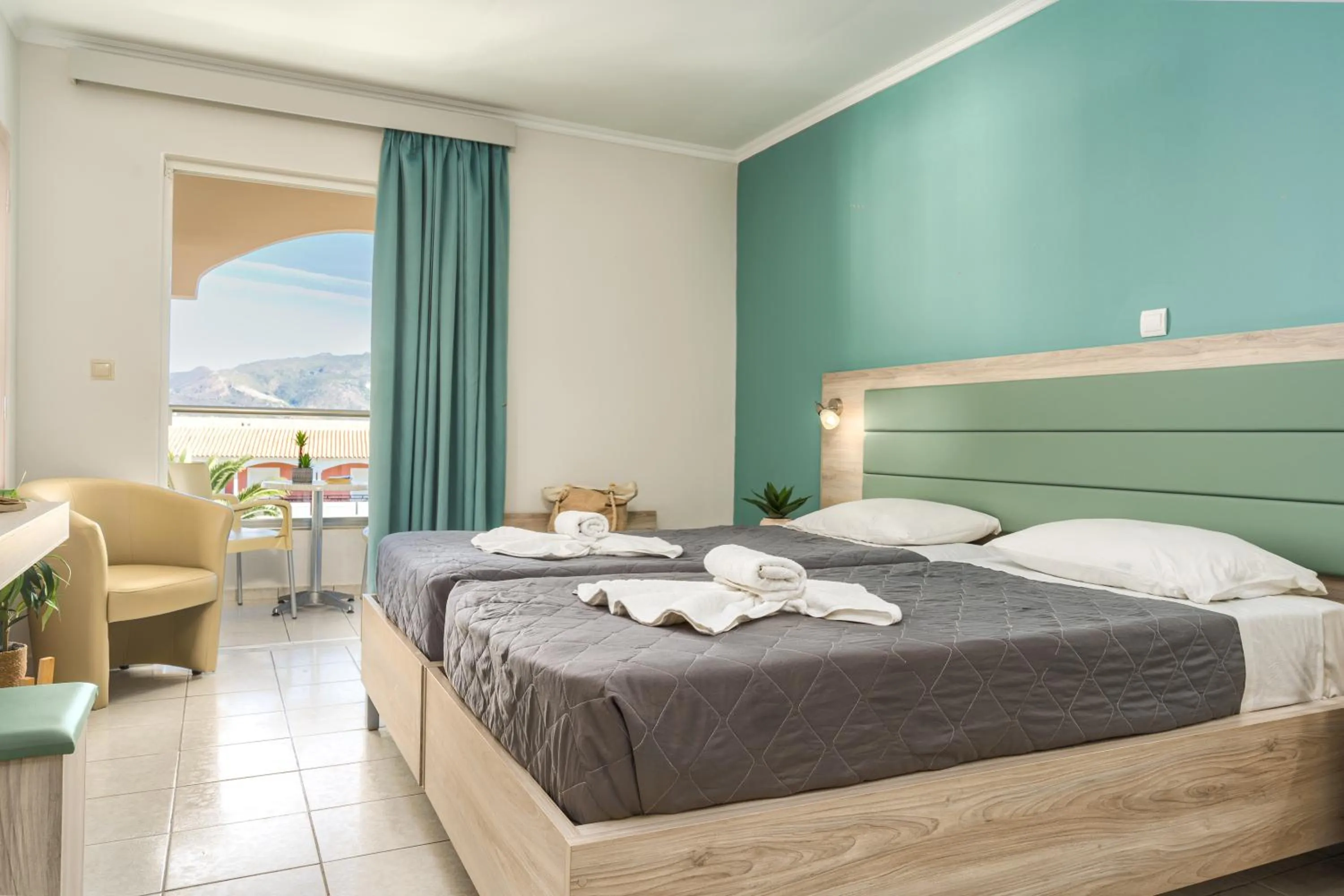 Bedroom, Bed in Poseidon Beach Hotel