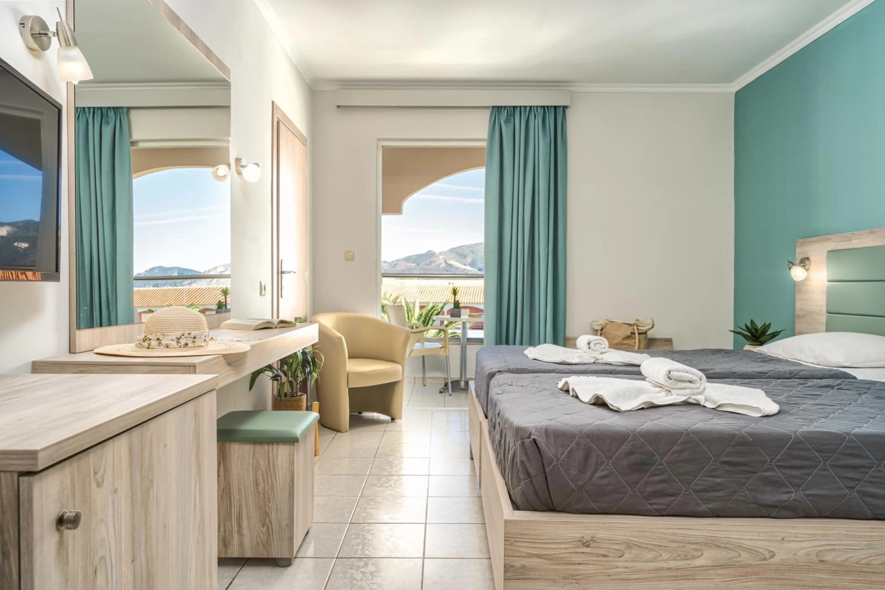 Bedroom, Bed in Poseidon Beach Hotel