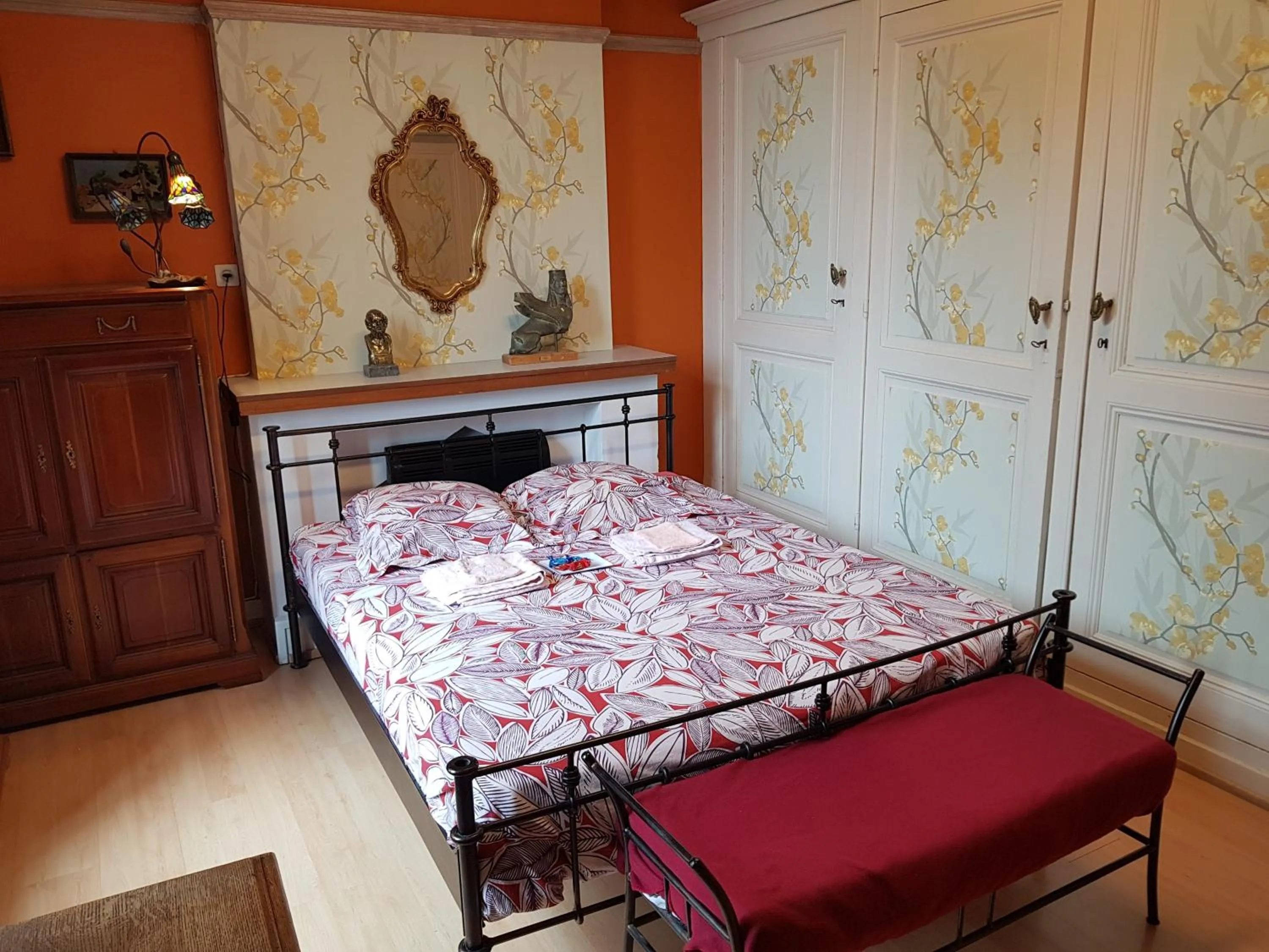 Bedroom, Bed in Château Lambert Moulinsart Hotel, shuttle airport, long term parking, snooker, large terrasse, dinner, breakfast