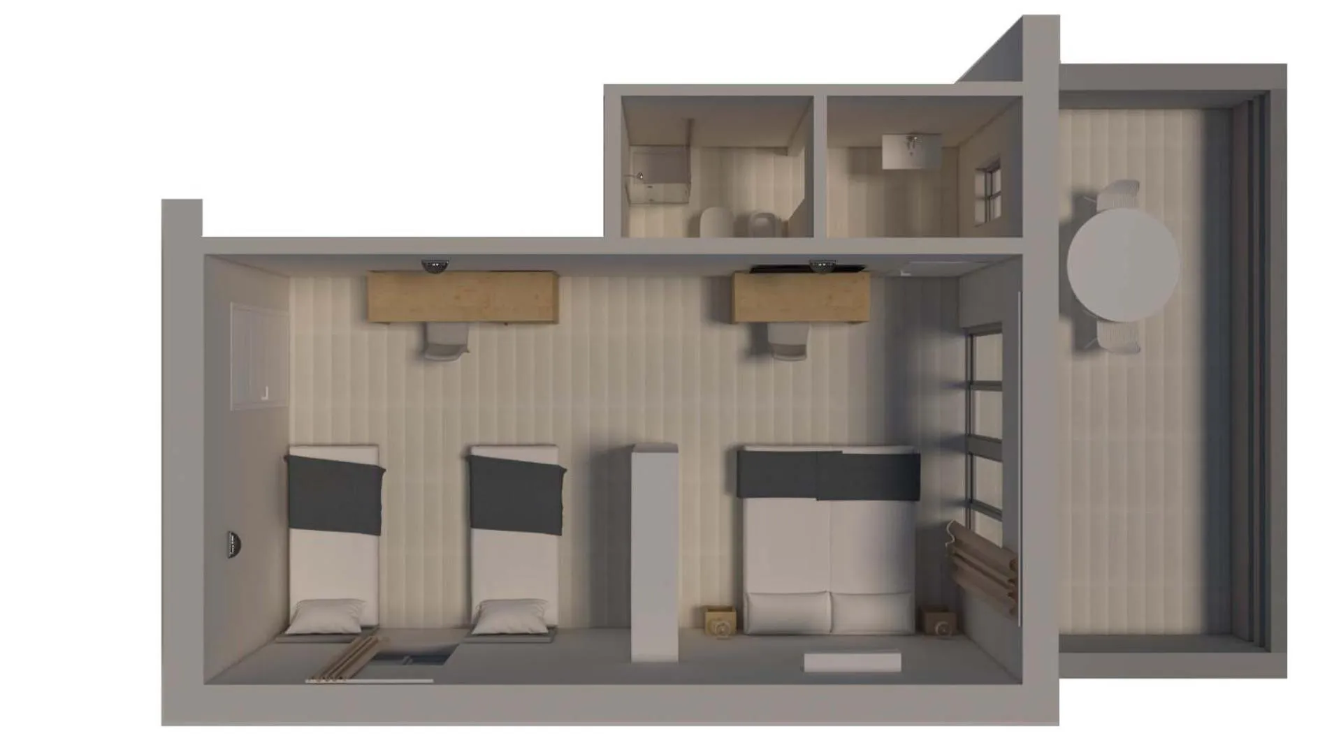 Floor plan, Bed in Hotel Delfino