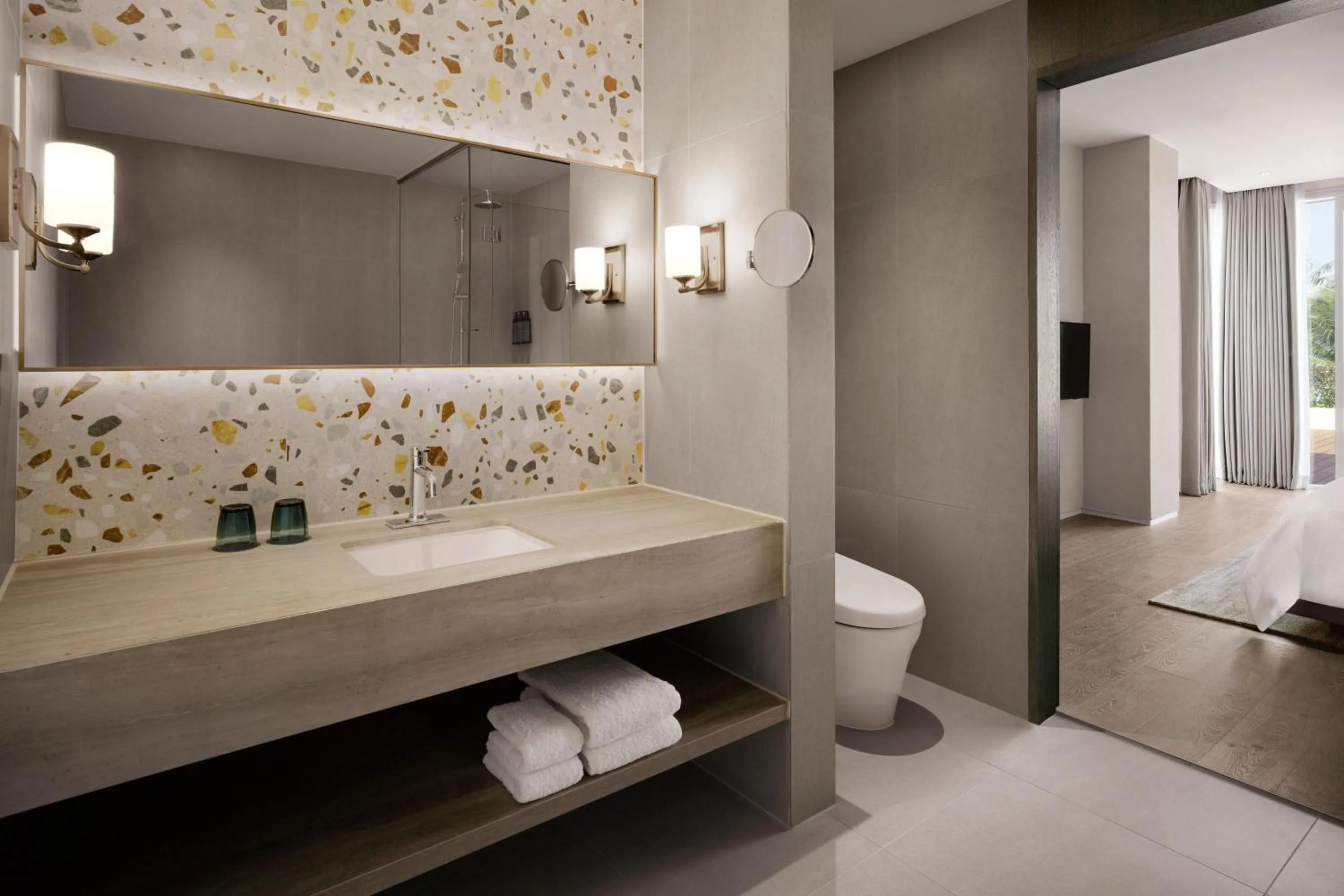 Bathroom, Bed in The Westin Resort Guam