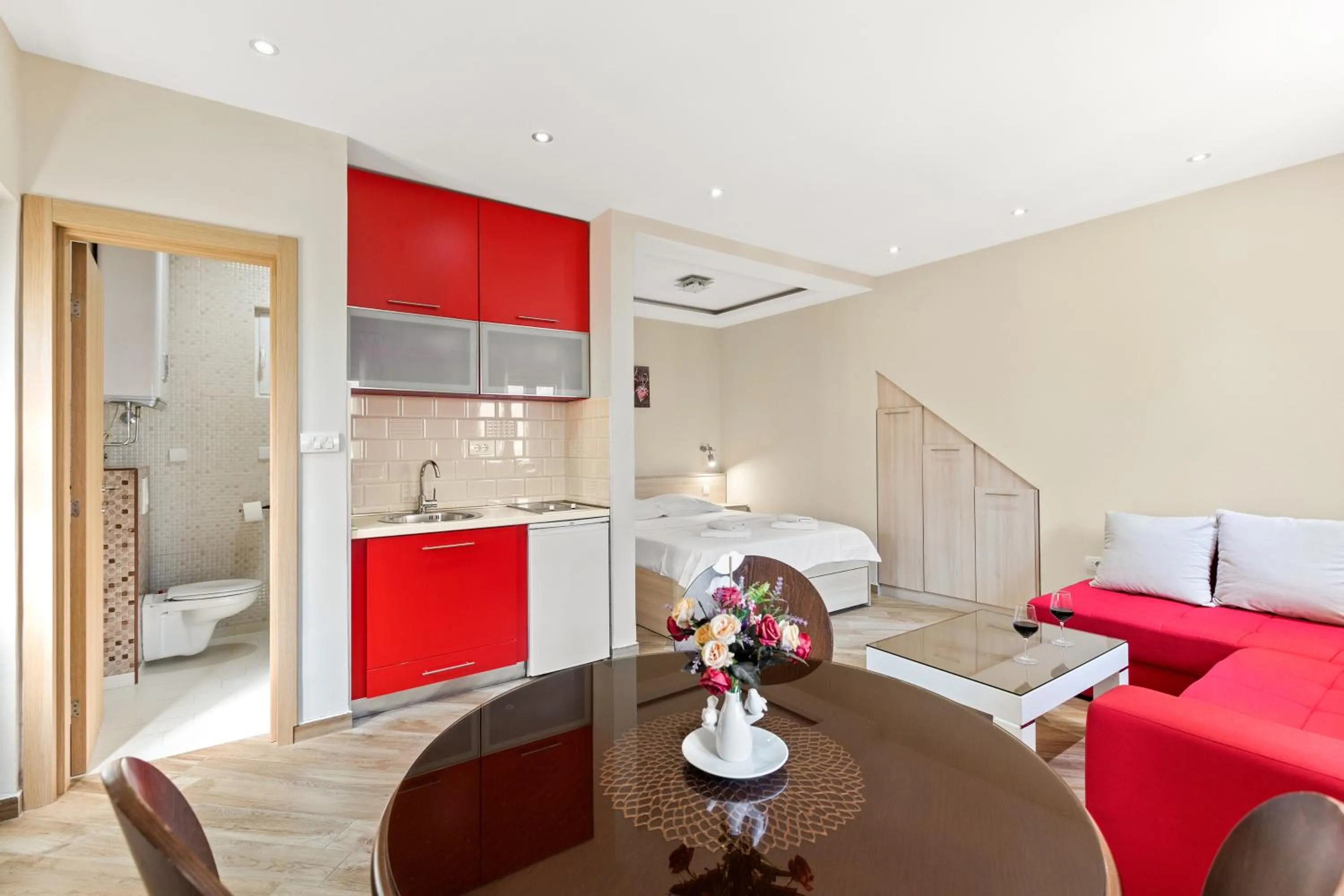 kitchen, Bed in Apartments Dončić