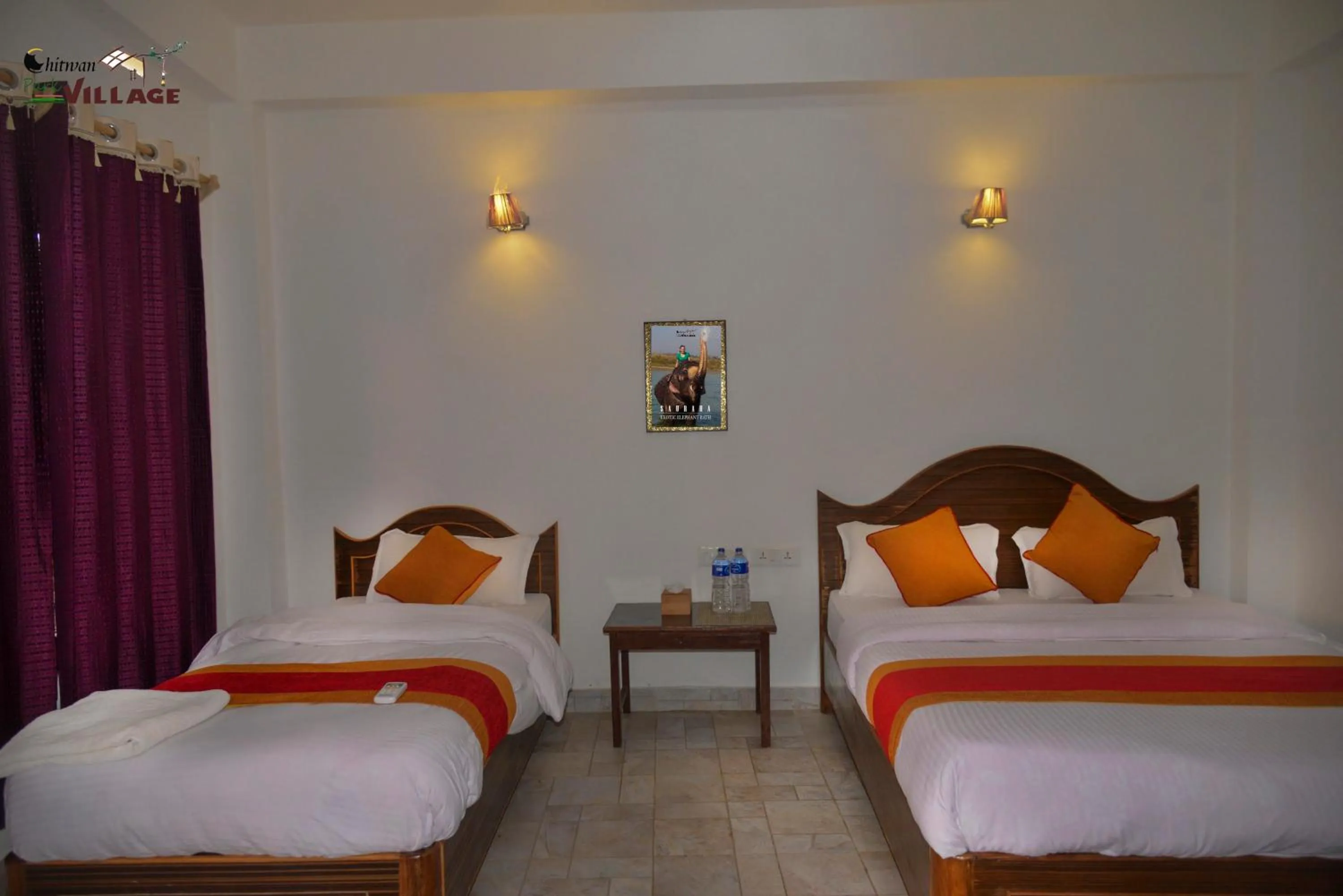 Bed in Hotel Chitwan Park Village