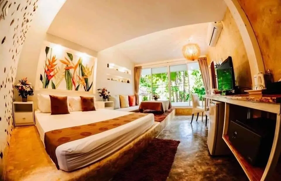 Bed in Rain Forest Resort