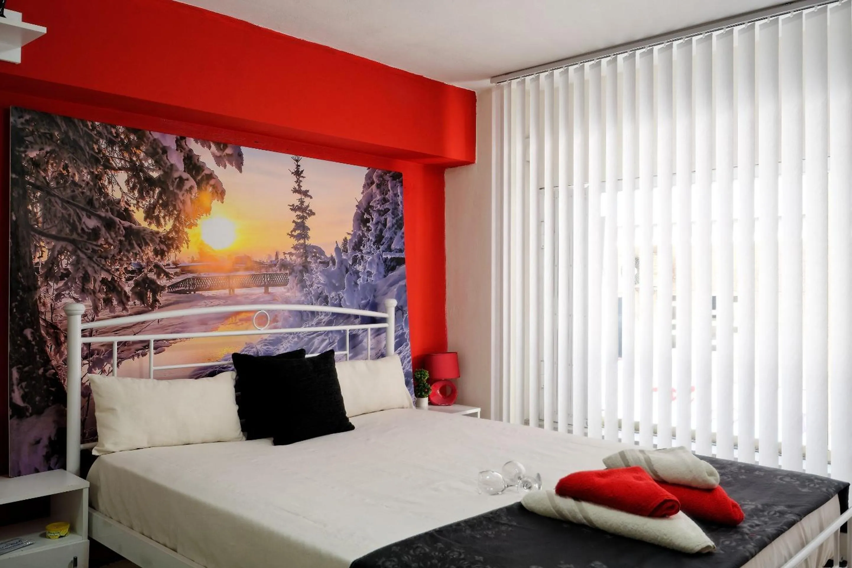 Bed in Santorini Style in Athens, Greece