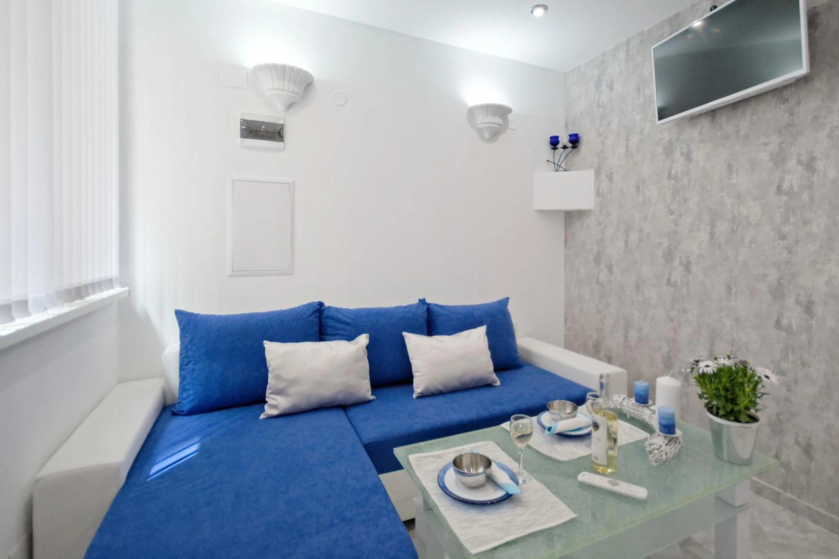 Property building, Bed in Santorini Style in Athens, Greece