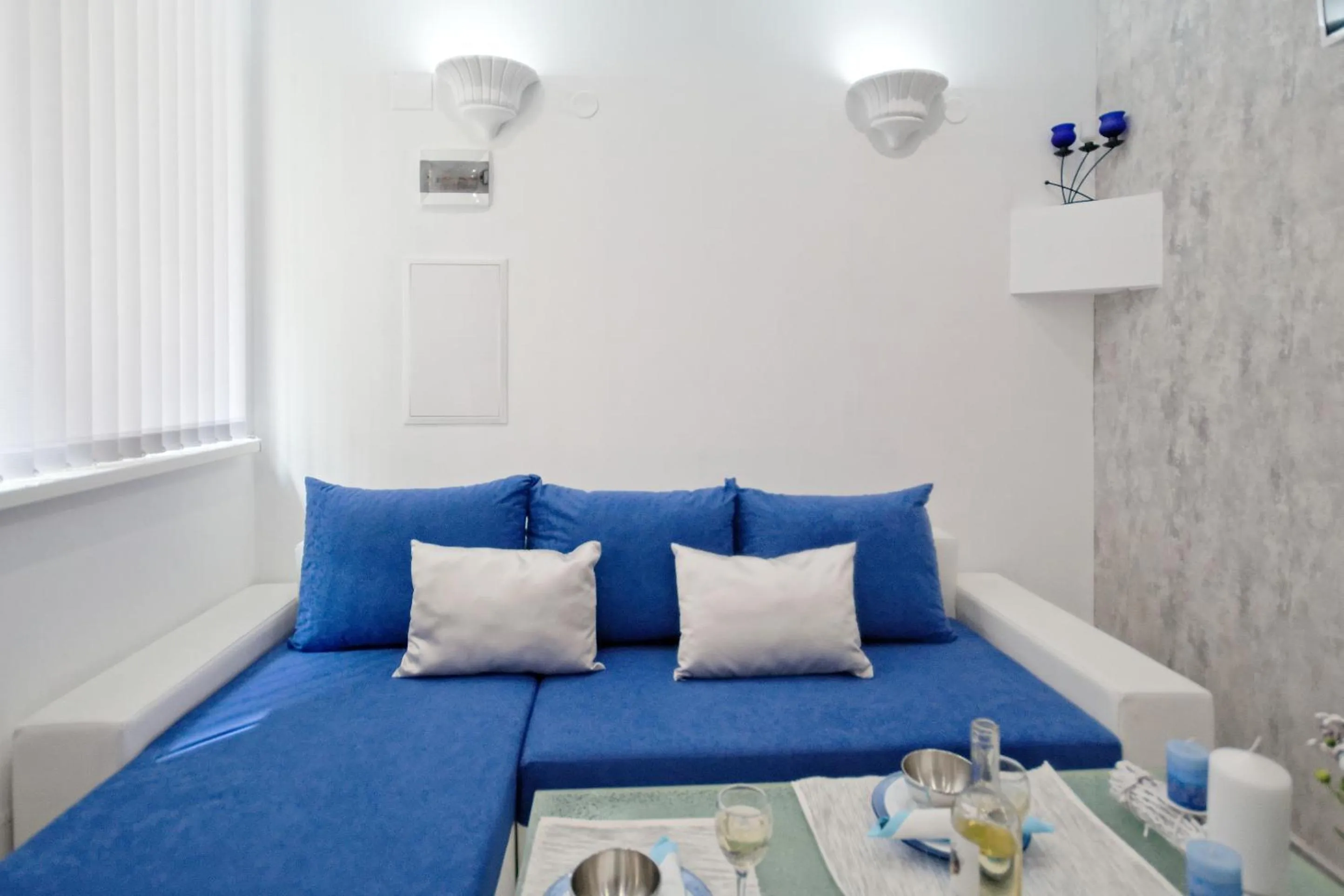 Property building, Bed in Santorini Style in Athens, Greece