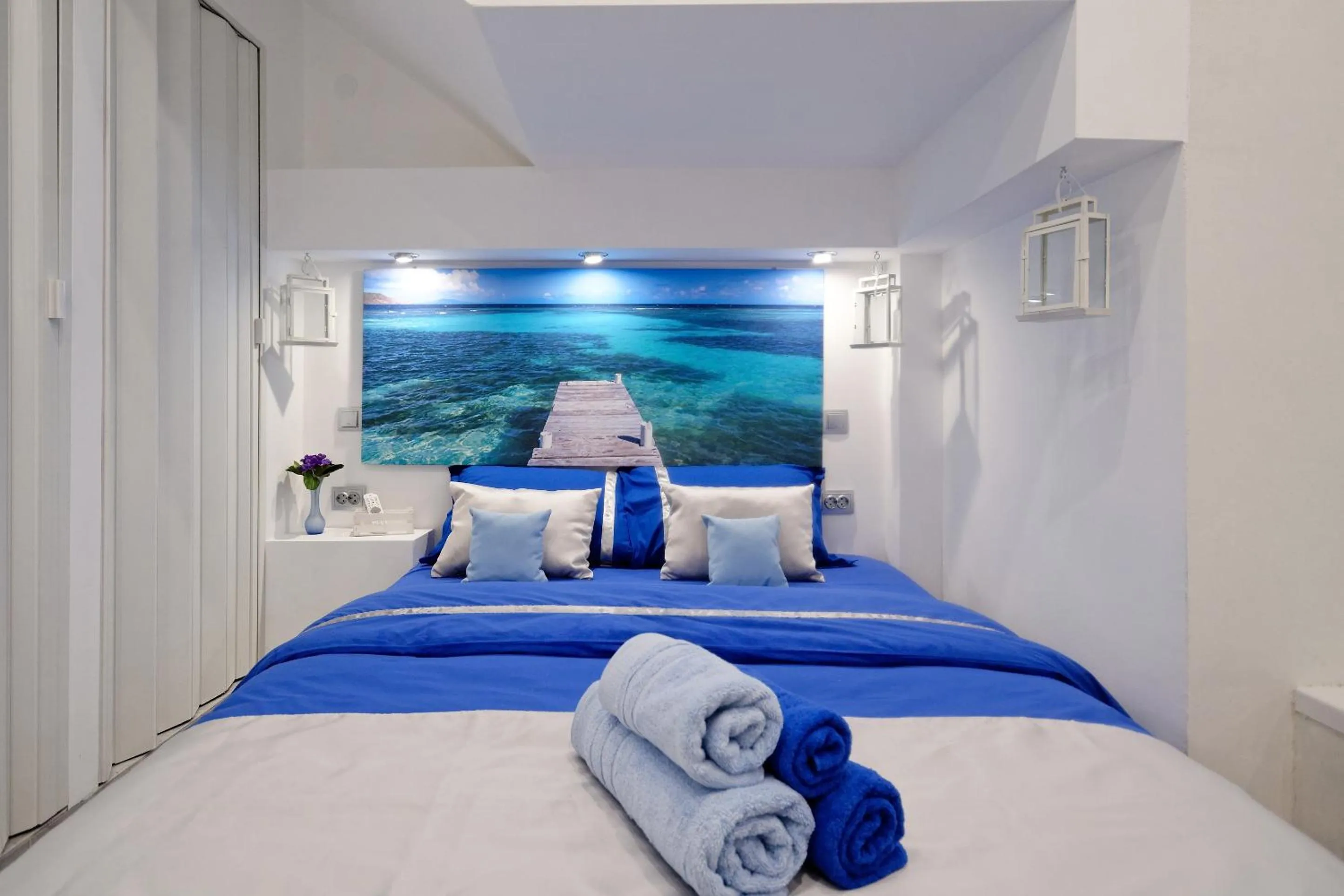 Property building, Bed in Santorini Style in Athens, Greece