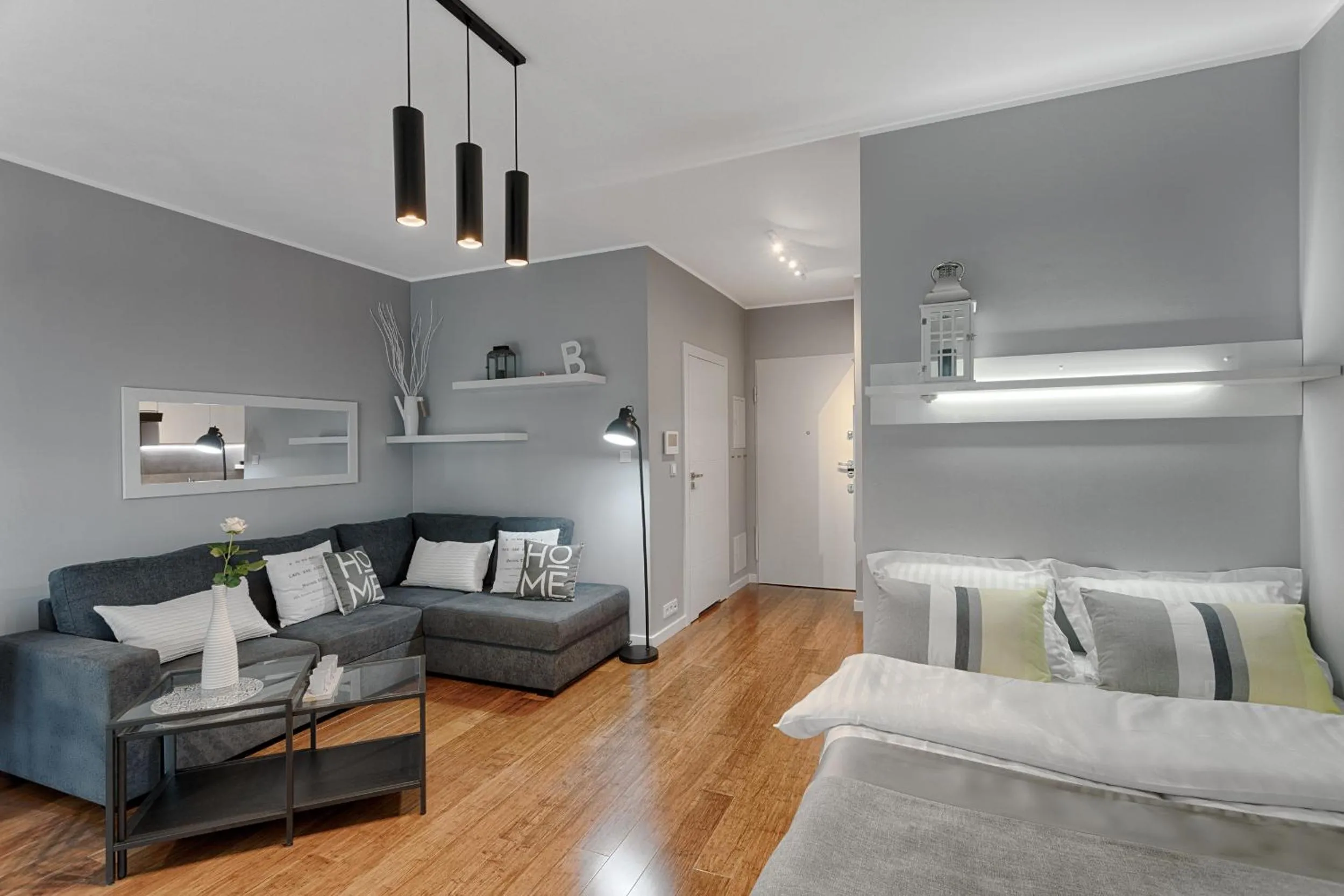 Living room, Bed in Mennica Central Apartments