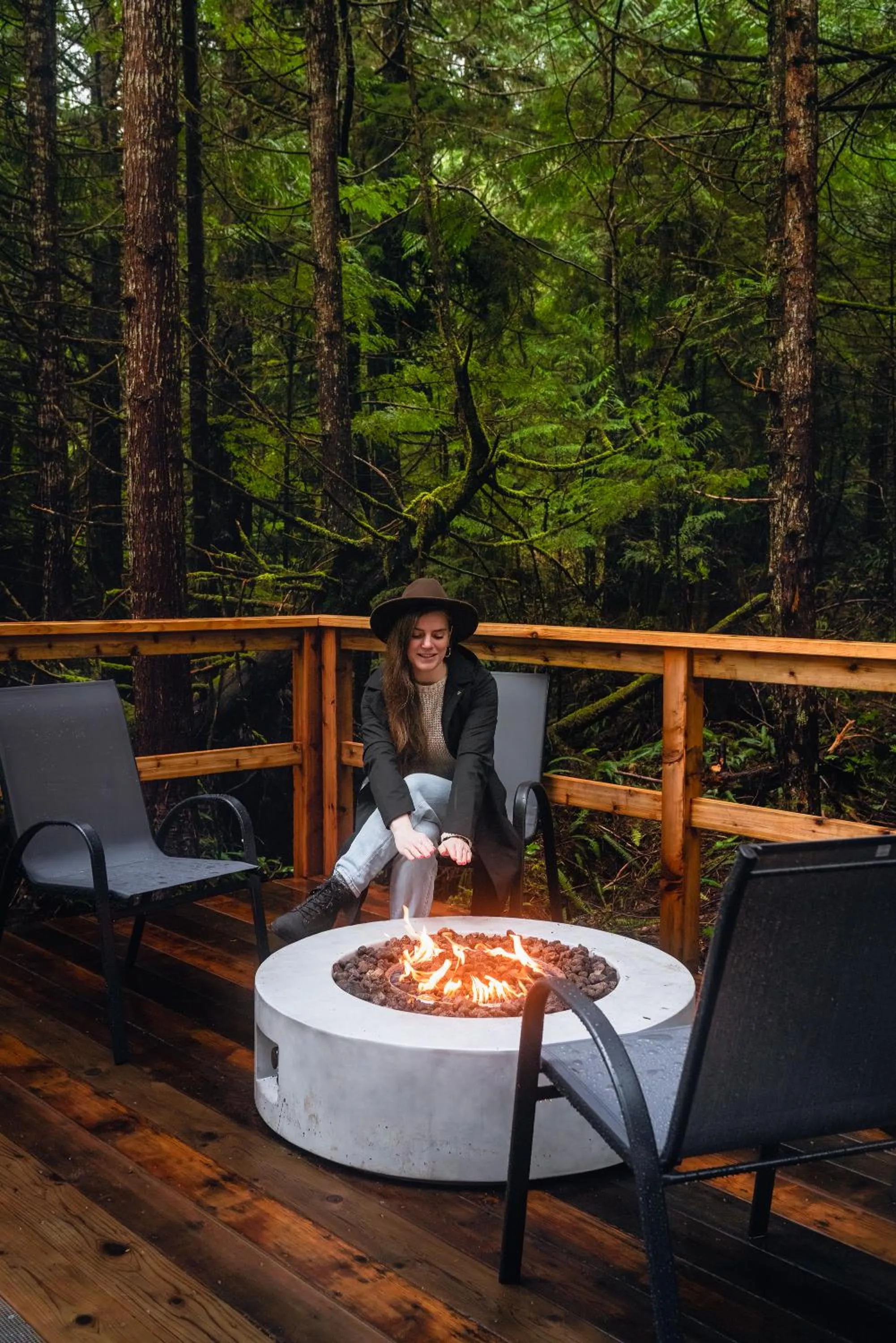 fireplace in West Coast Trail Lodge