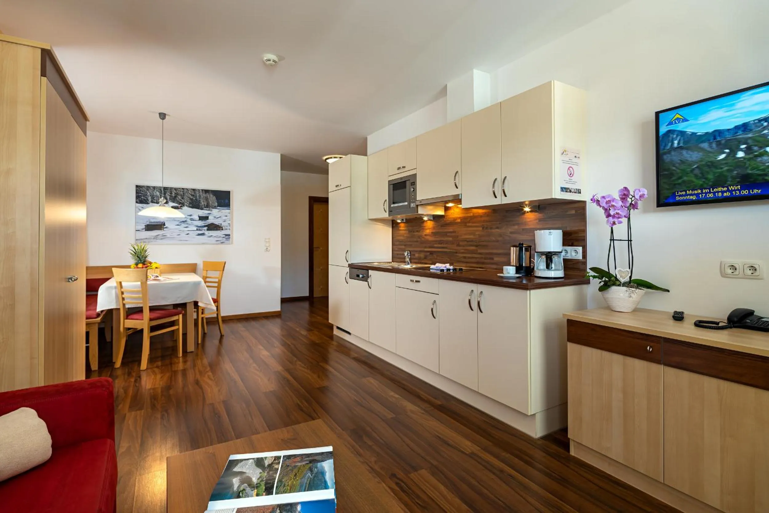 Kitchen or kitchenette in Apart-Hotel Aurora Fiss