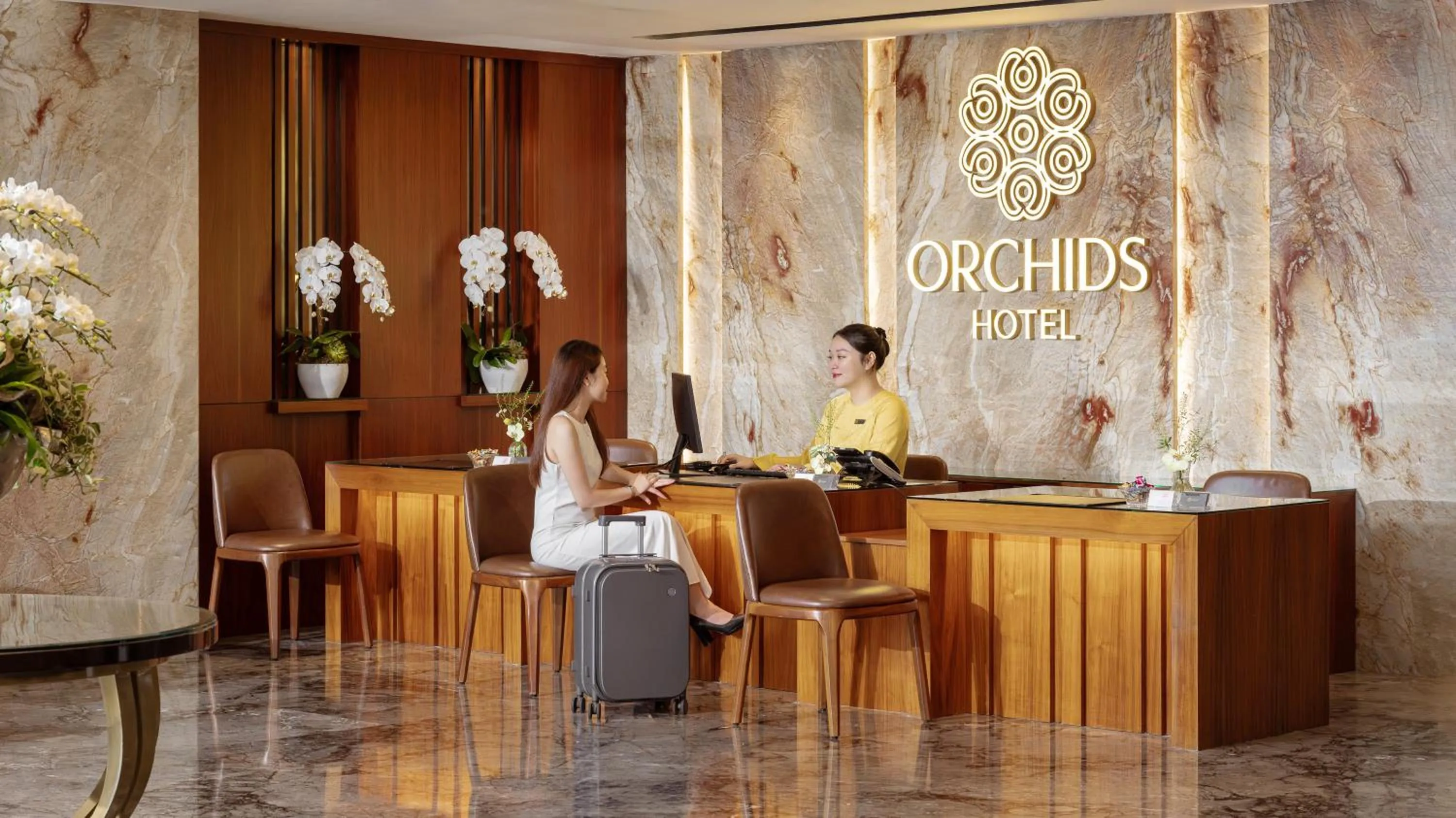 Lobby or reception in Orchids Saigon Hotel