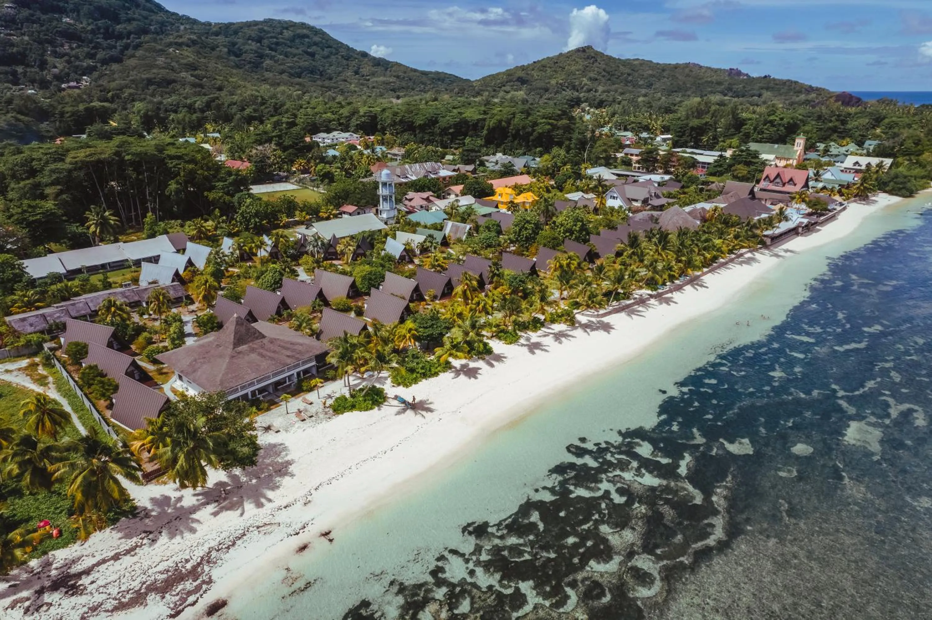 Bird's eye view in La Digue Island Lodge