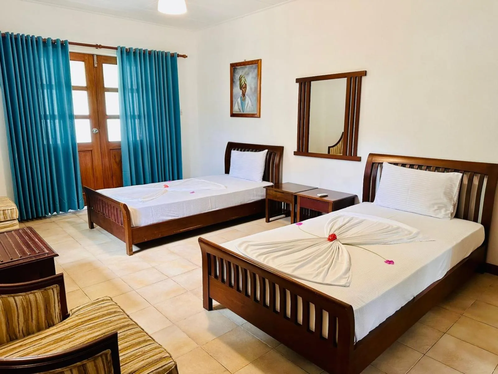 Bed in La Digue Island Lodge